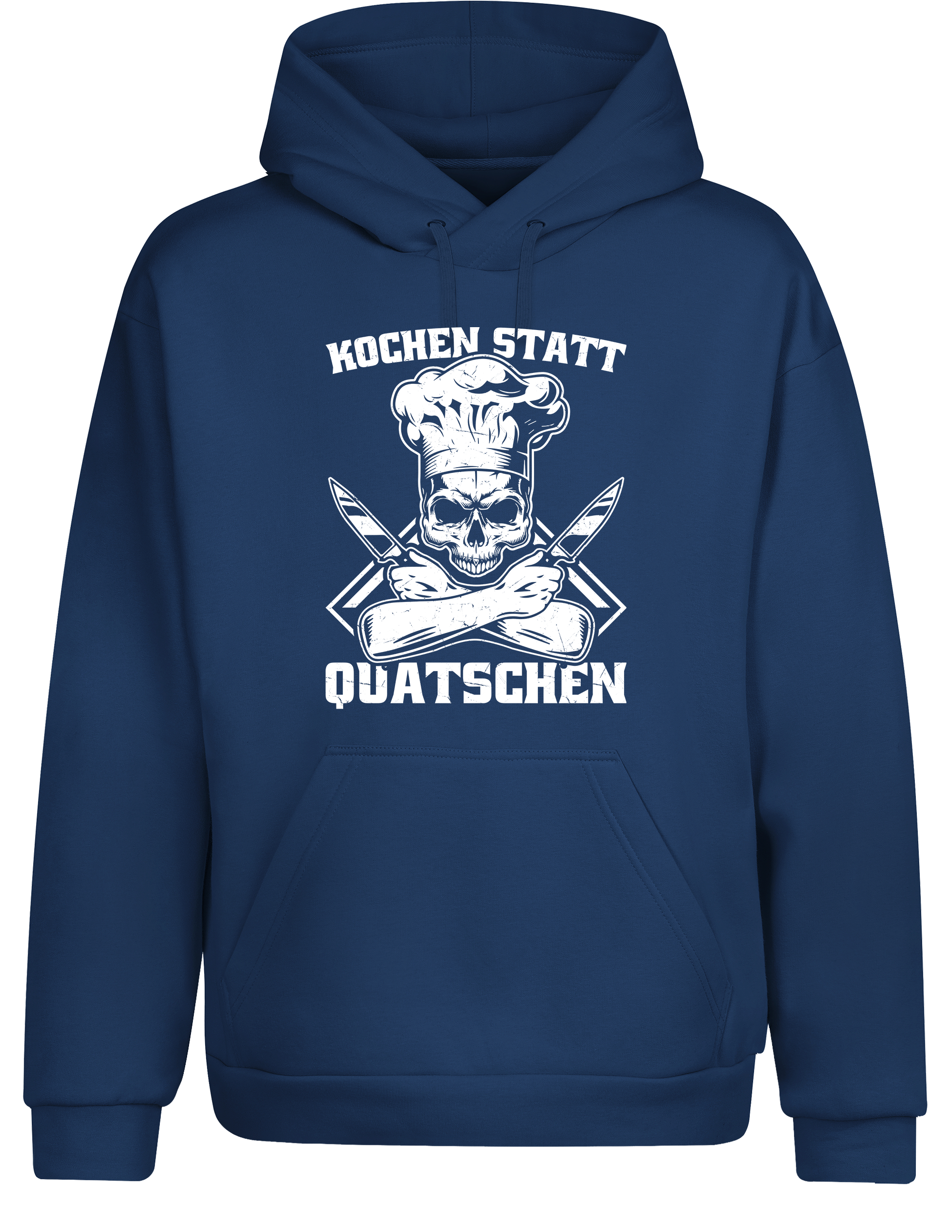 Unisex Hoodie „Kochen statt Quatschen“ | Lustiger Koch Hoodie mit Skull Design