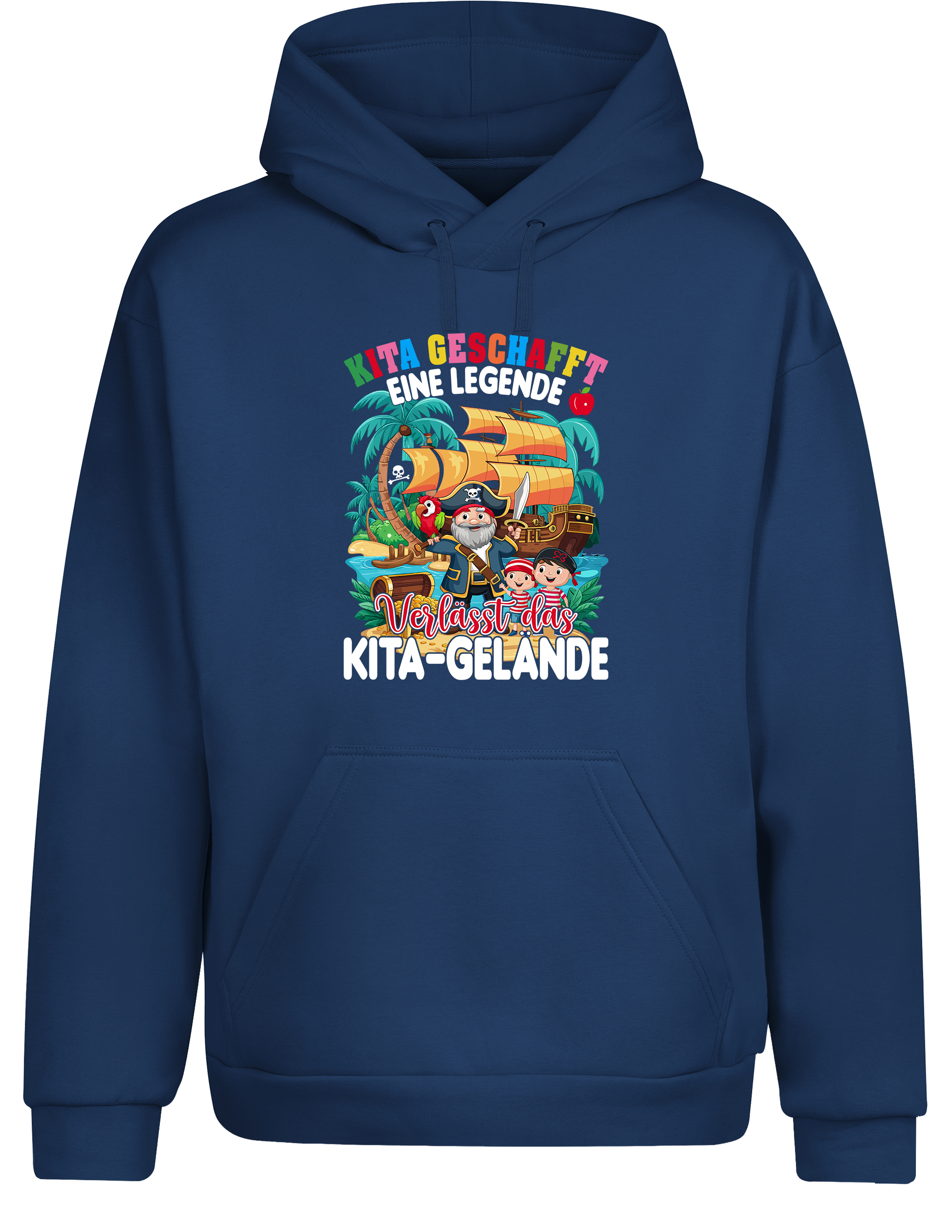 Hoodie „Kita geschafft – Eine Legende verlässt das Kita-Gelände“ | Bequemer Piraten-Hoodie für Kita-Abgänger (Copie)