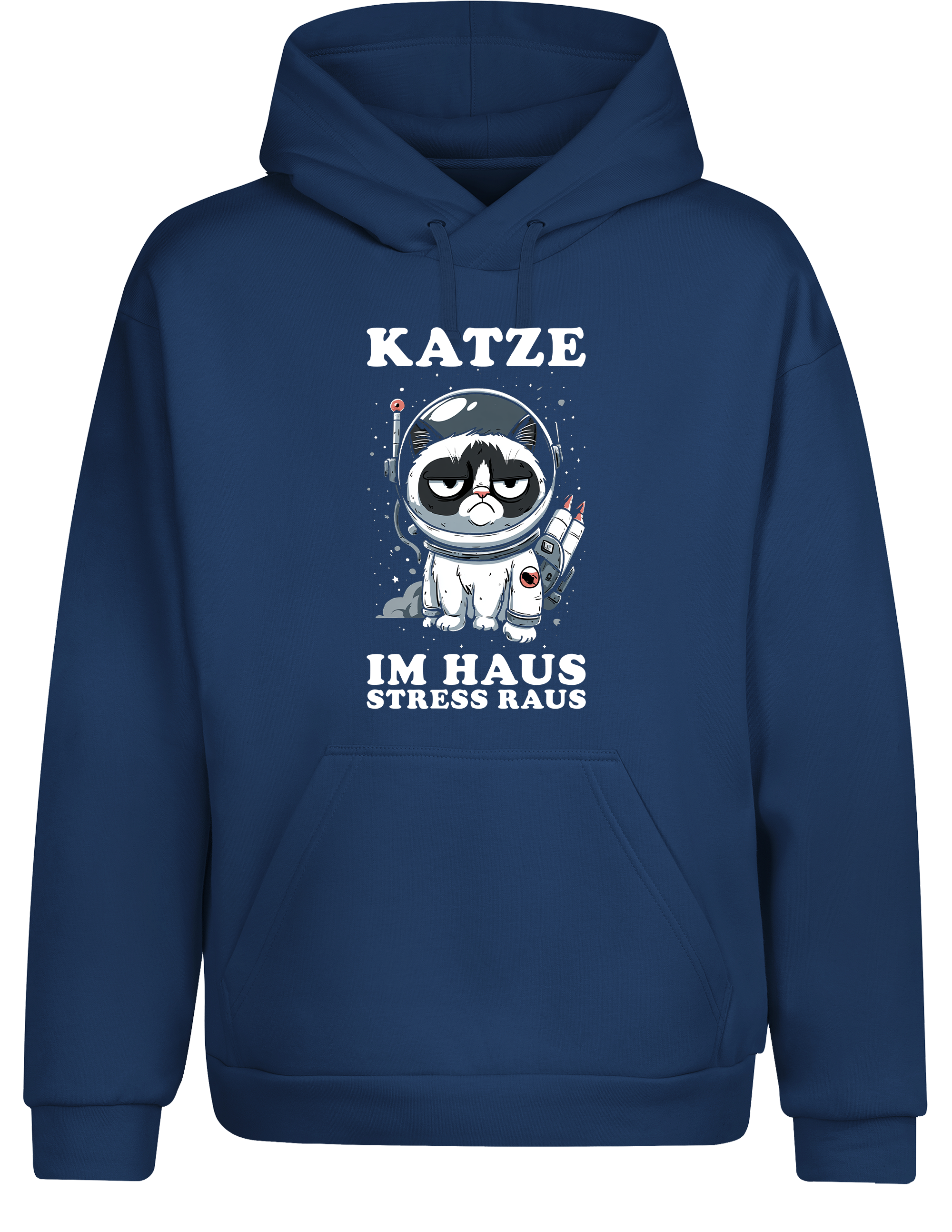 Katze im Haus, Stress raus – Hoodie im Retro-Stil | Perfekter Kapuzenpullover für Katzenliebhaber, Alltag, Freizeit & als Geschenkidee