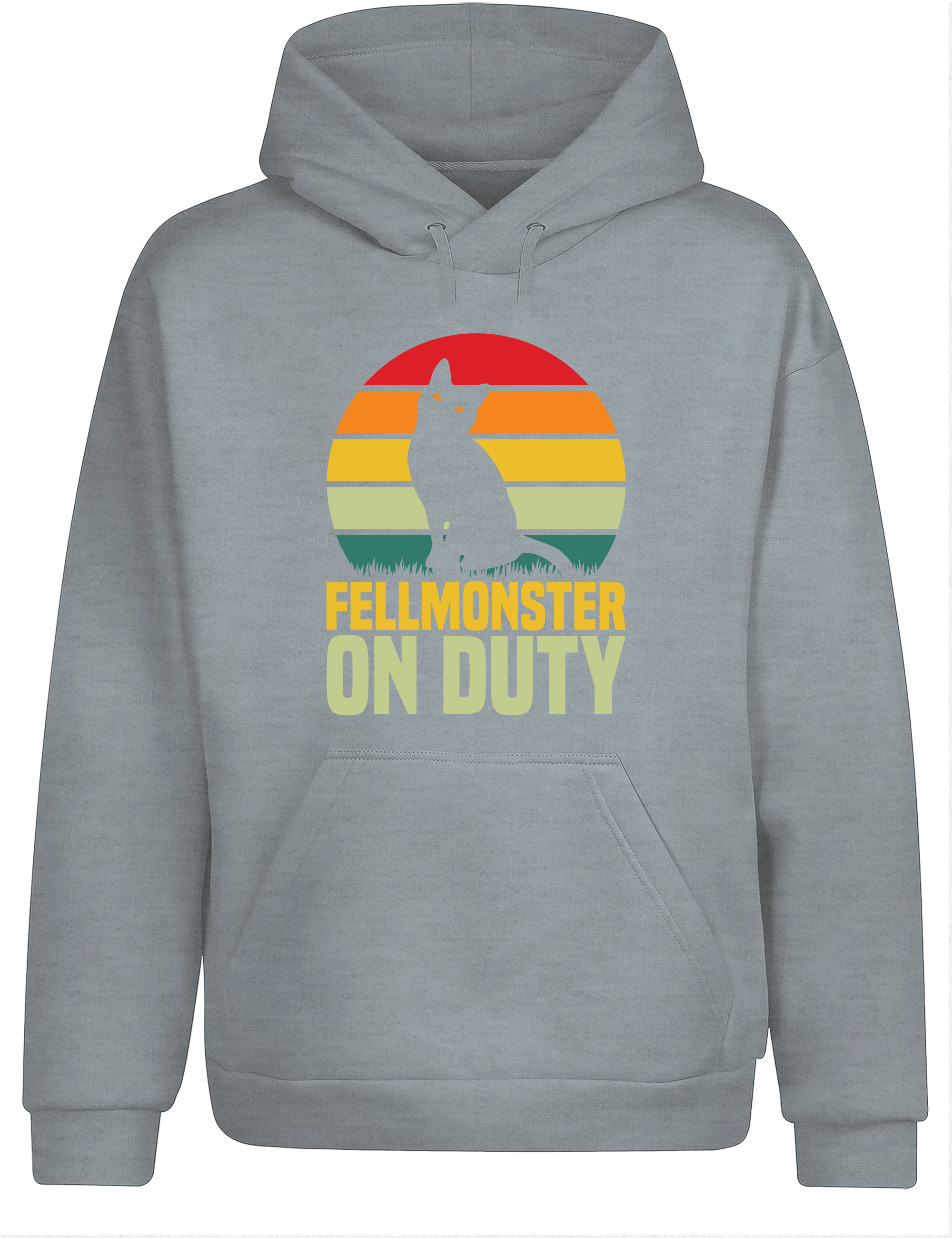 Fellmonster on Duty – Hoodie im Retro Stil | Lustiger Kapuzenpullover für Katzenbesitzer, Freizeit & Geschenkidee