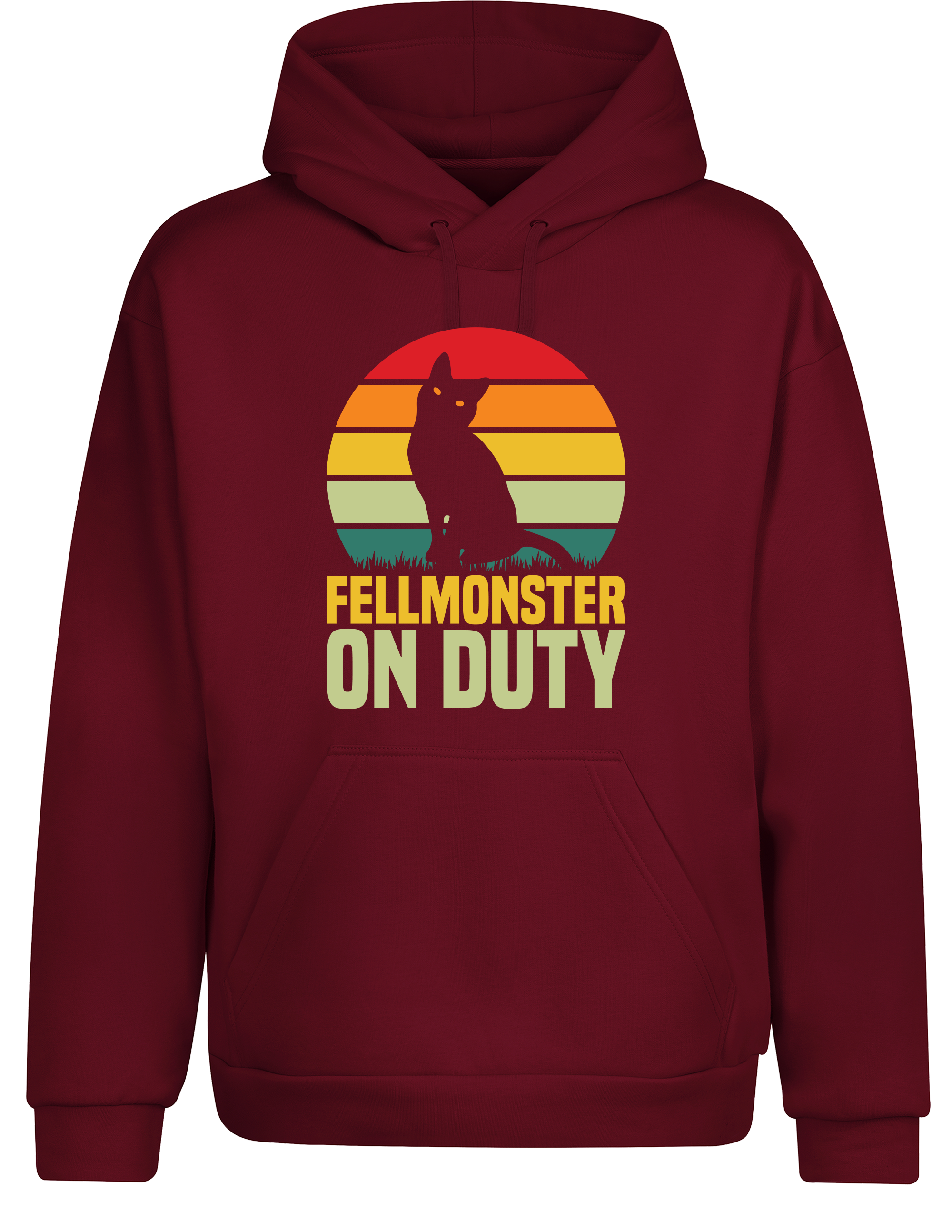 Fellmonster on Duty – Hoodie im Retro Stil | Lustiger Kapuzenpullover für Katzenbesitzer, Freizeit & Geschenkidee