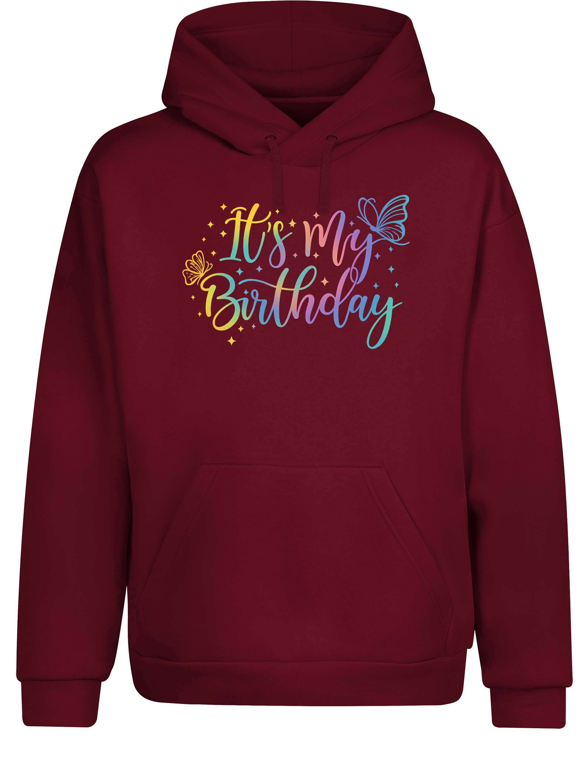 Unisex Hoodie „It’s My Birthday“ | Bunter Geburtstag Hoodie mit Schmetterlingen