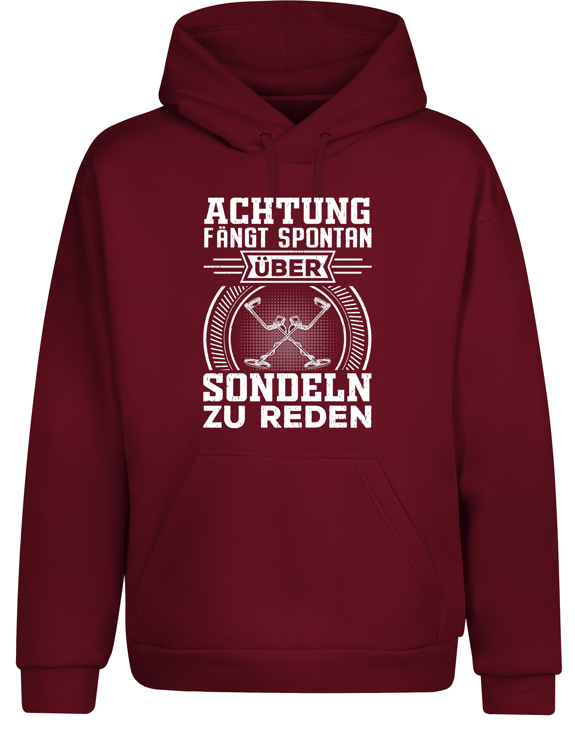 Achtung! Fange spontan an über Sondeln zu reden – Hoodie im Retro Stil | Lustiger Kapuzenpullover für Schatzsucher, Hobby-Sondler & Freizeit