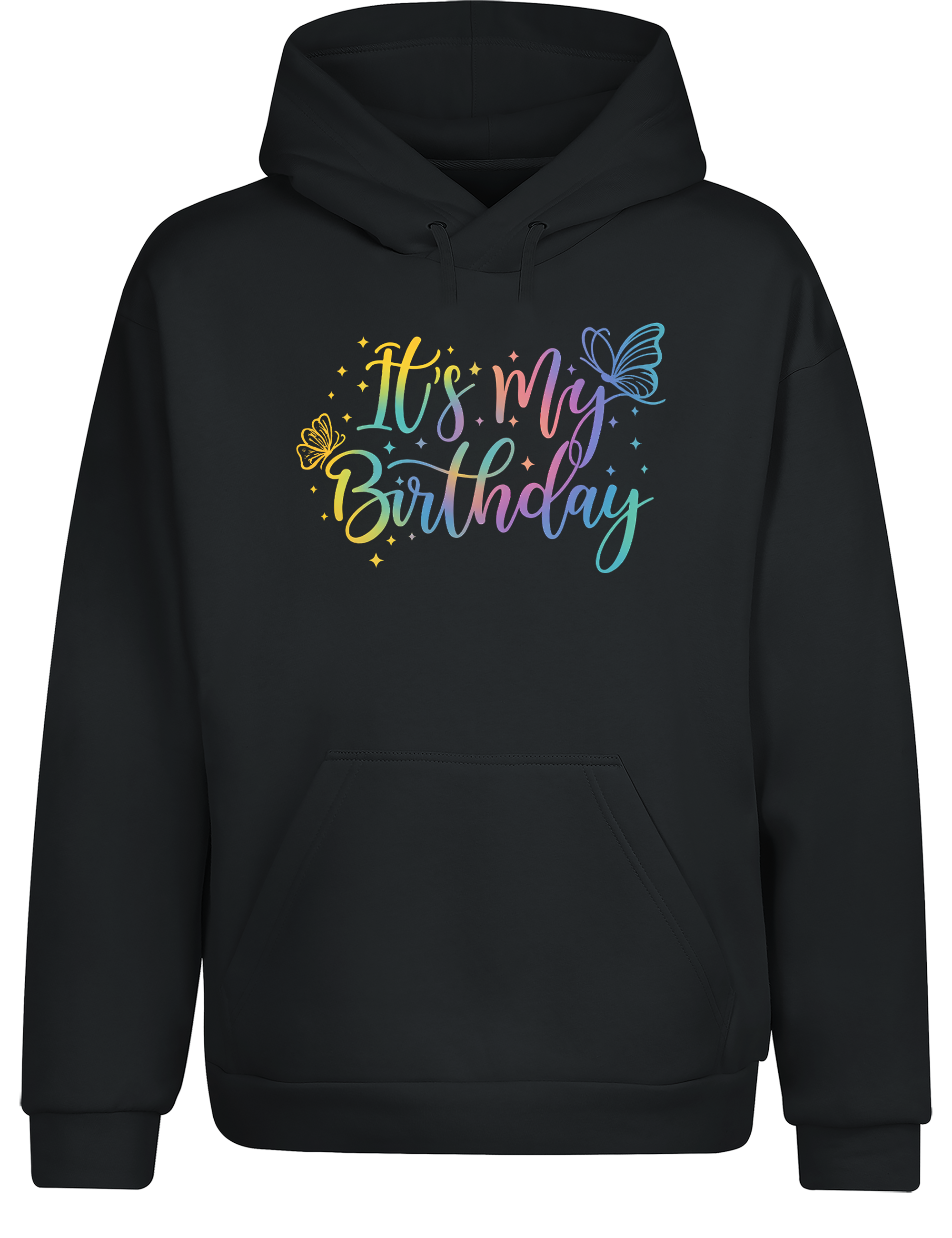 Unisex Hoodie „It’s My Birthday“ | Bunter Geburtstag Hoodie mit Schmetterlingen