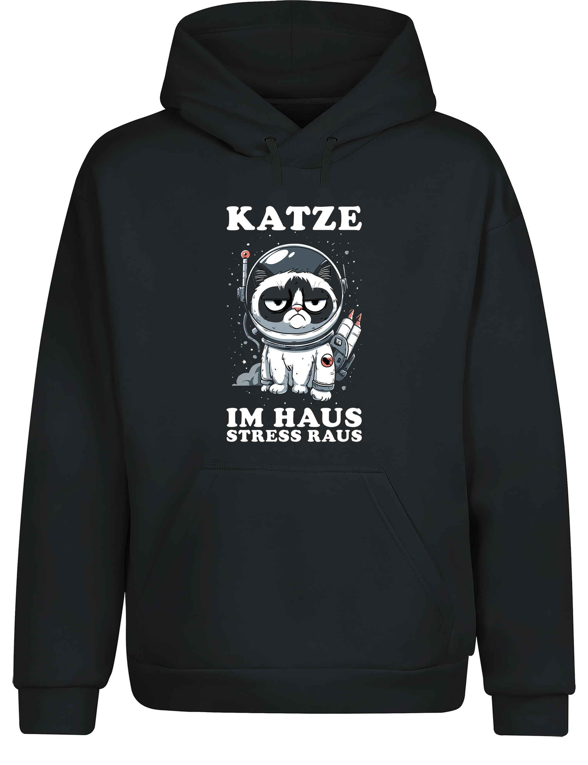 Katze im Haus, Stress raus – Hoodie im Retro-Stil | Perfekter Kapuzenpullover für Katzenliebhaber, Alltag, Freizeit & als Geschenkidee