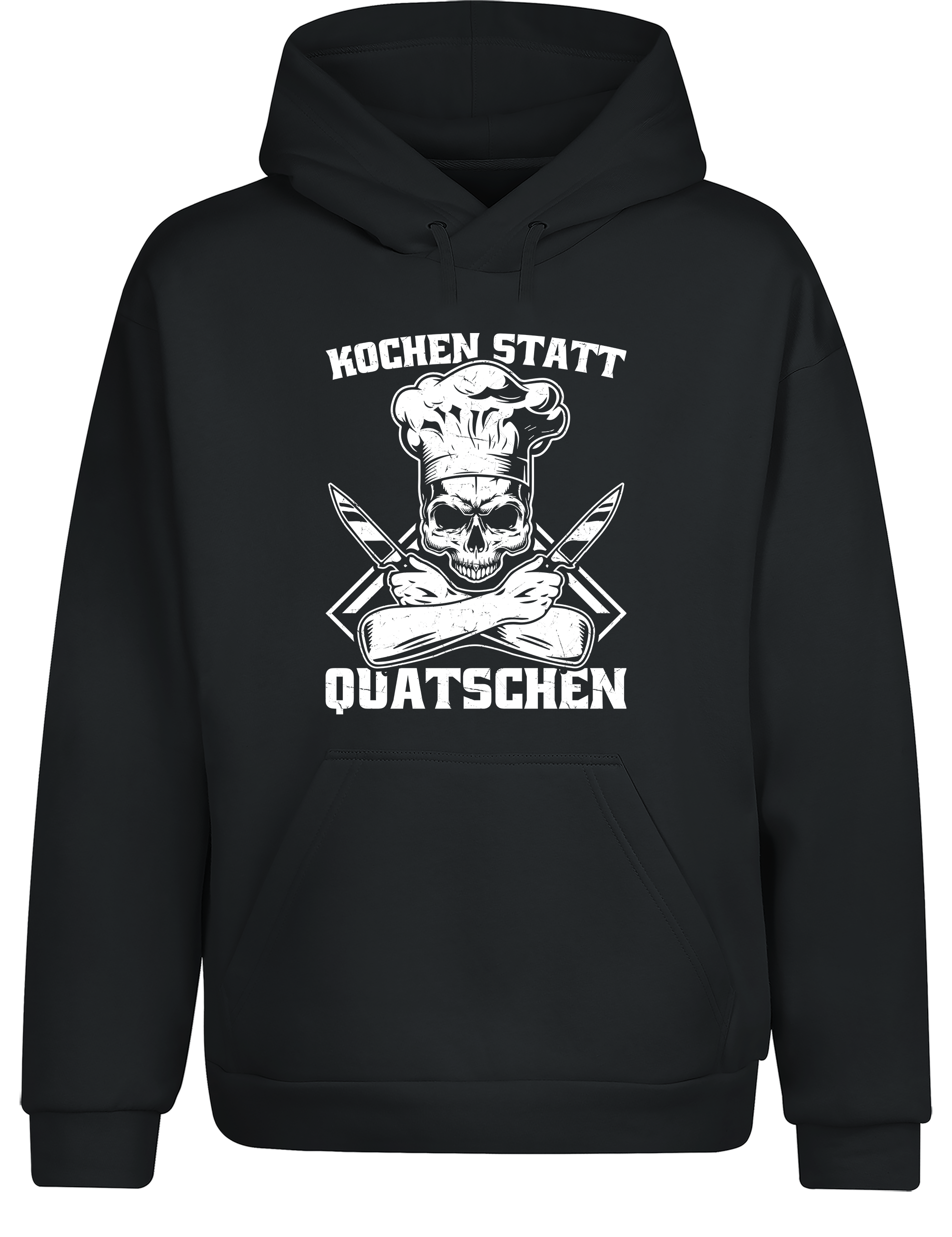 Unisex Hoodie „Kochen statt Quatschen“ | Lustiger Koch Hoodie mit Skull Design