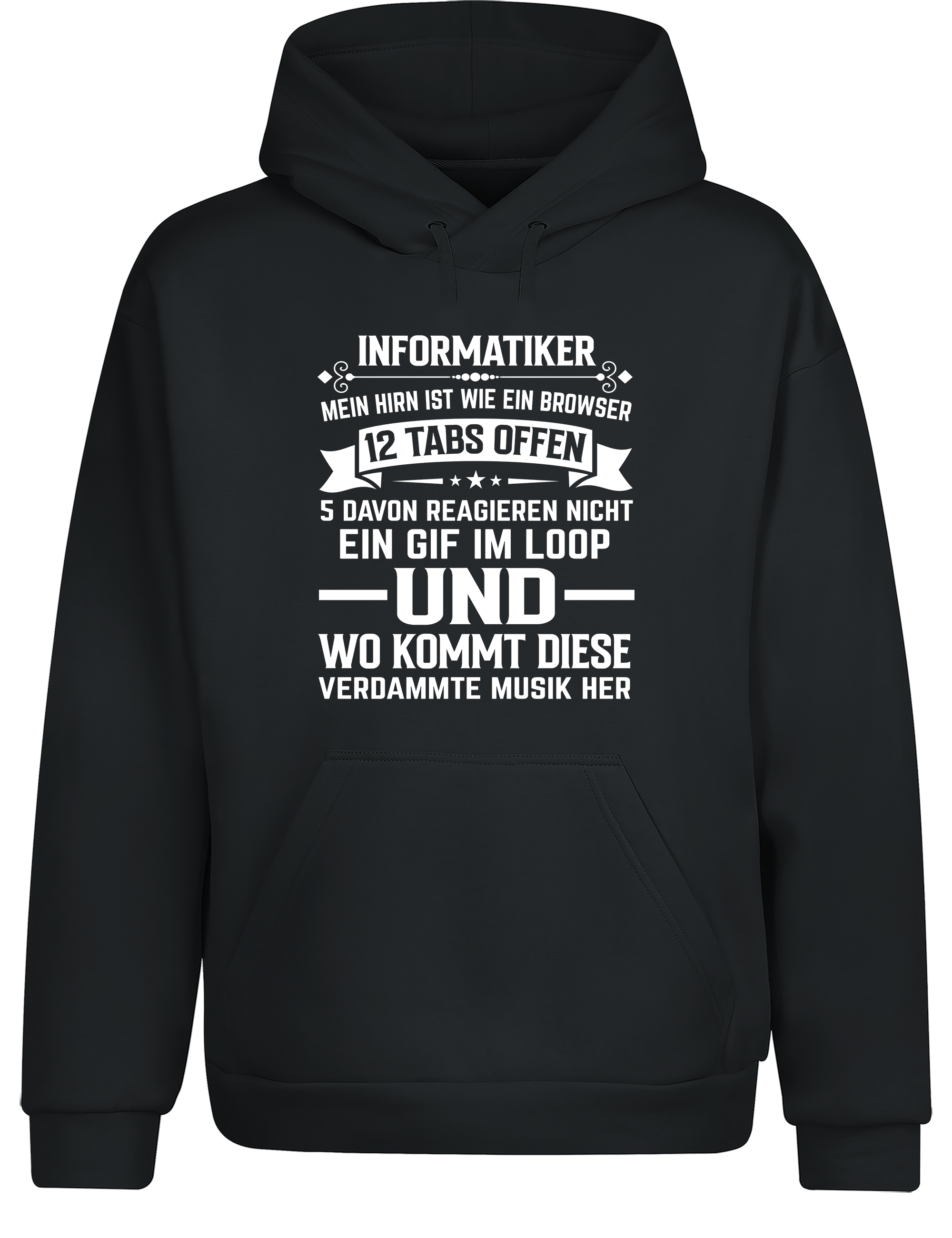 Informatiker Brain – Hoodie im Retro Stil | Lustiger Kapuzenpullover für Programmierer, Entwickler & Nerds