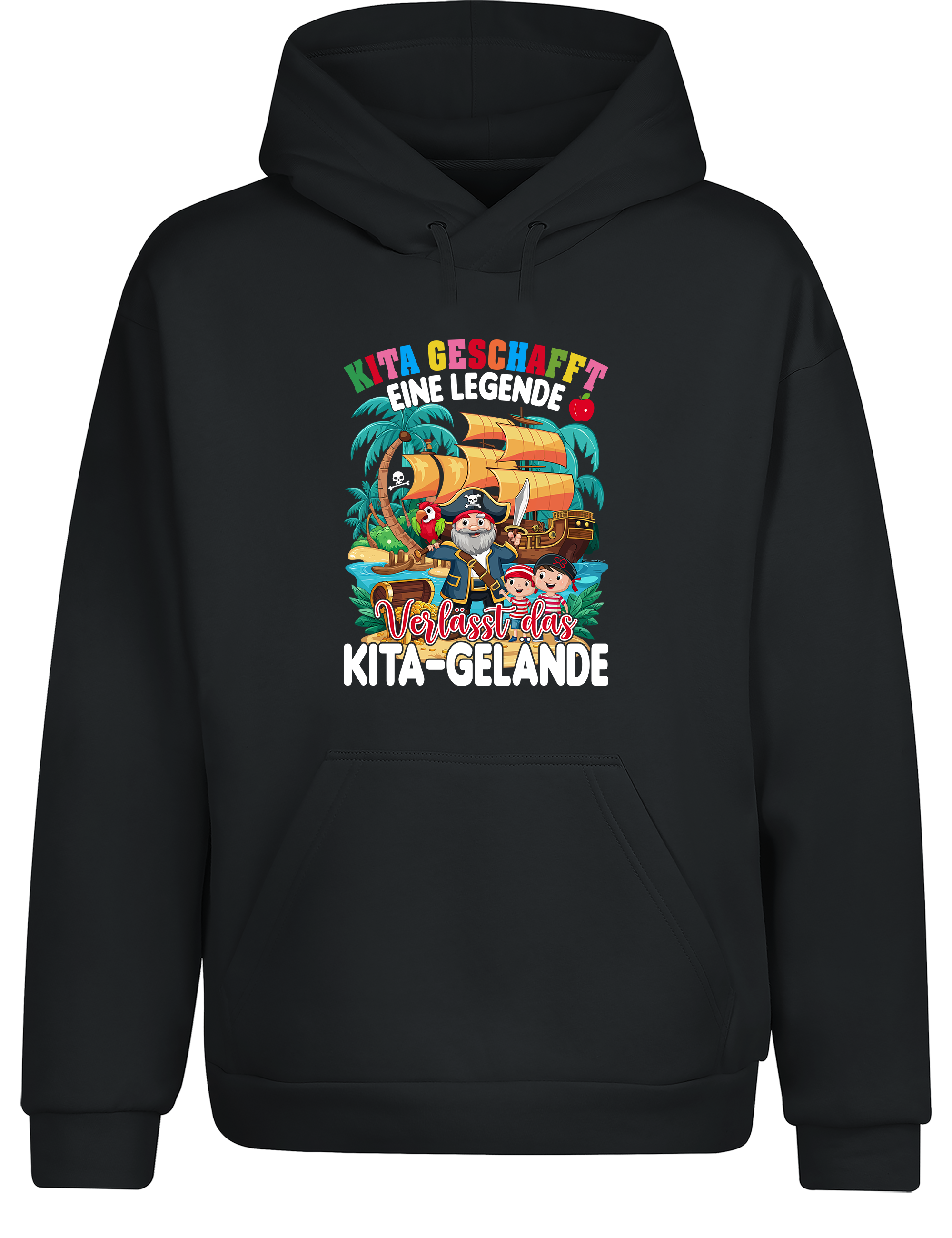 Hoodie „Kita geschafft – Eine Legende verlässt das Kita-Gelände“ | Bequemer Piraten-Hoodie für Kita-Abgänger (Copie)