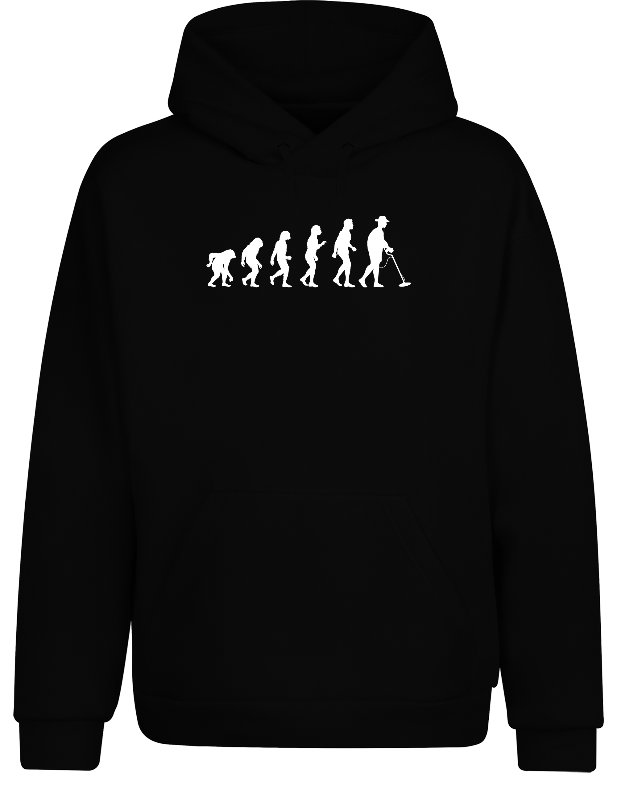 Evolution des Sondelns – Hoodie im Retro Stil | Lustiger Kapuzenpullover für Sondler, Schatzsuche & Freizeit
