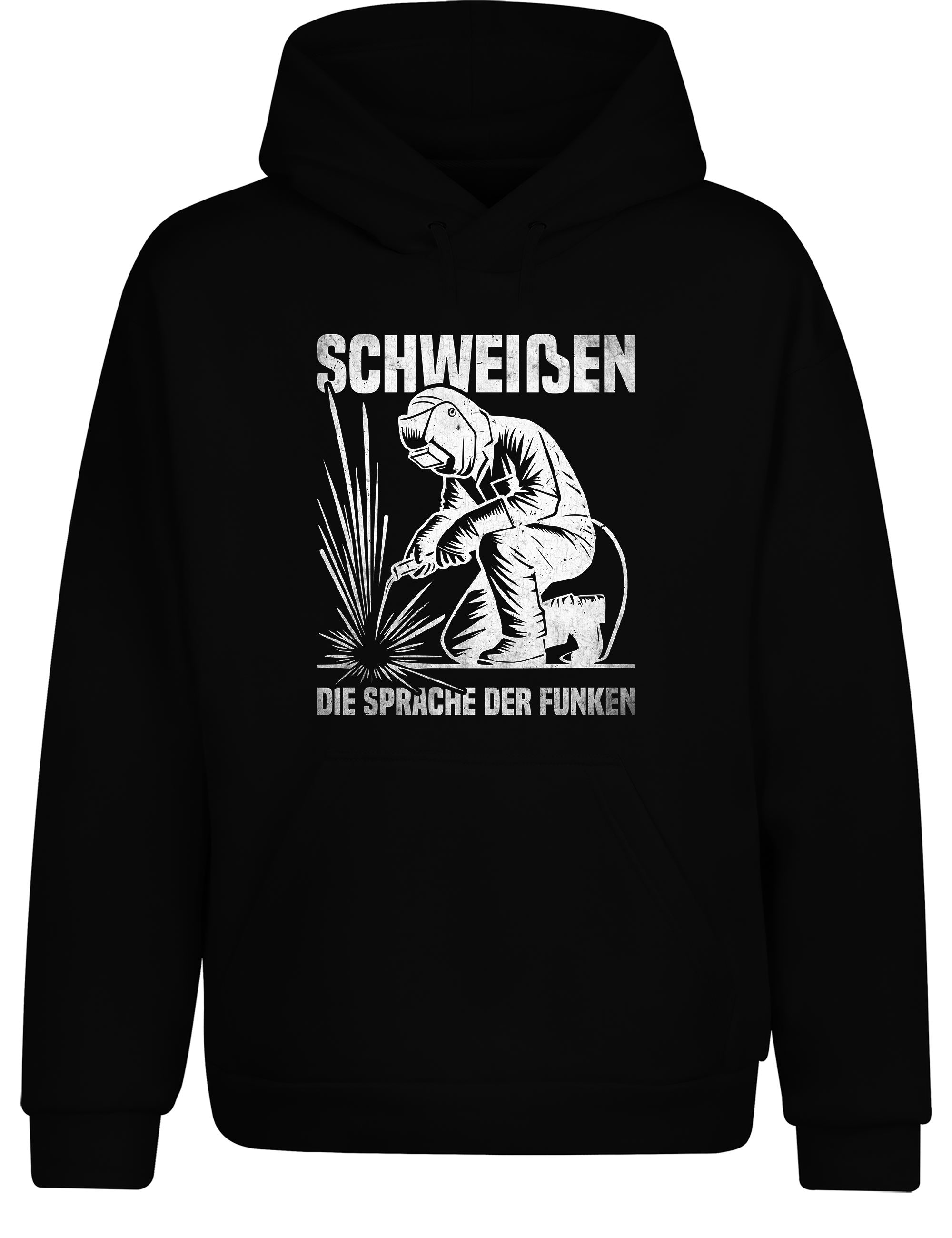 Schweißen – die Sprache der Funken – Hoodie im Retro Stil | Lustiger Kapuzenpullover für Schweißer, Metallbauer & Handwerker