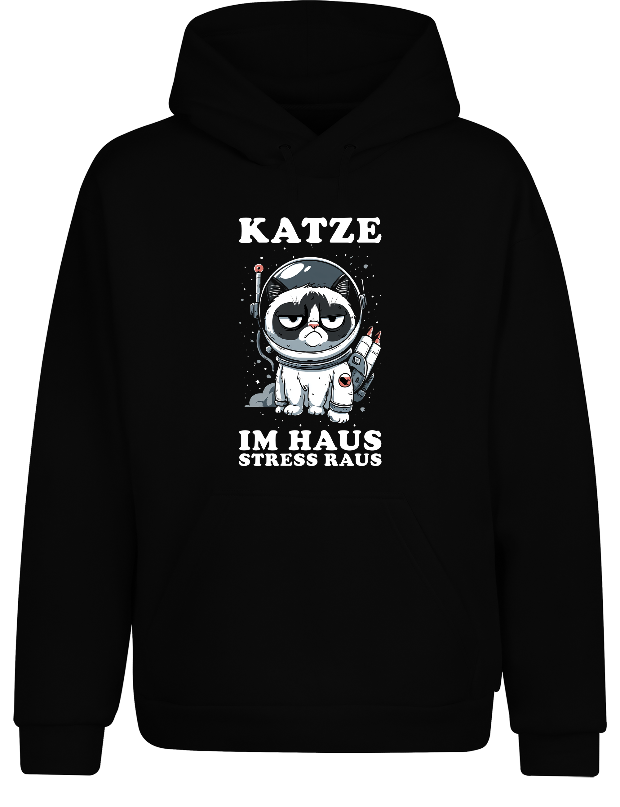 Katze im Haus, Stress raus – Hoodie im Retro-Stil | Perfekter Kapuzenpullover für Katzenliebhaber, Alltag, Freizeit & als Geschenkidee