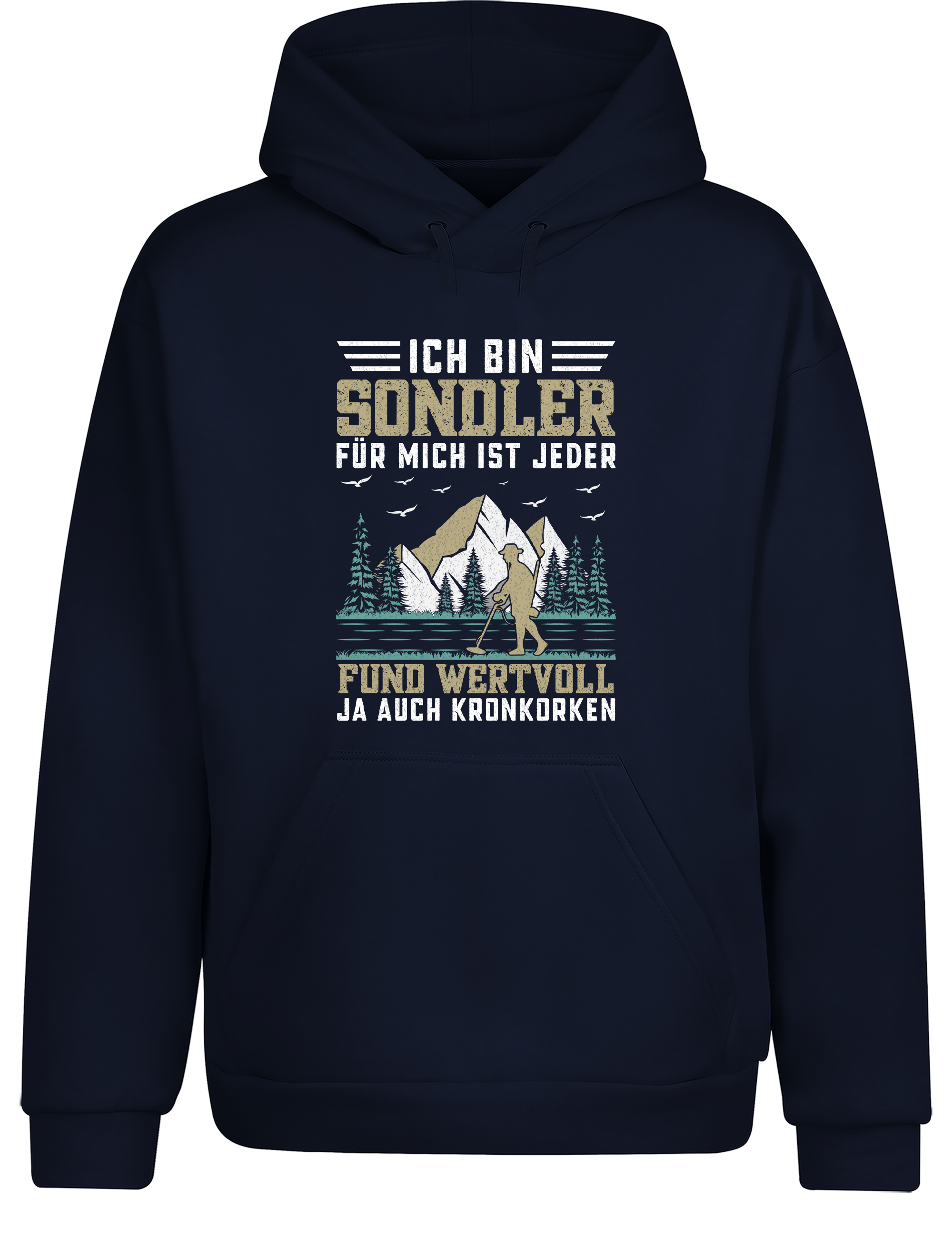 Ich bin Sondler – für mich ist jeder Fund wertvoll (ja, auch Kronkorken) – Hoodie im Retro Stil | Lustiger Kapuzenpullover für Schatzsucher, Sondeln & Freizeit