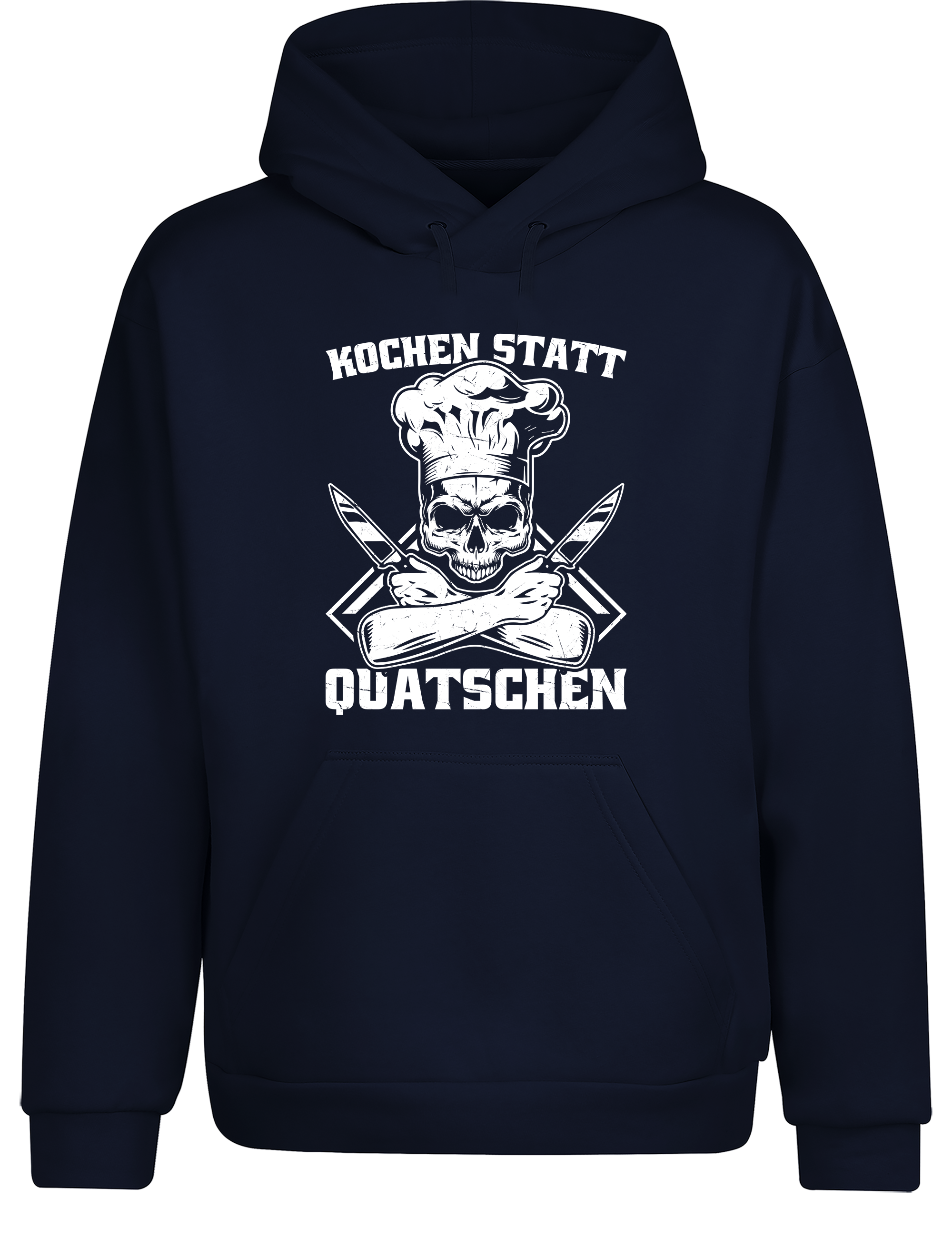 Unisex Hoodie „Kochen statt Quatschen“ | Lustiger Koch Hoodie mit Skull Design