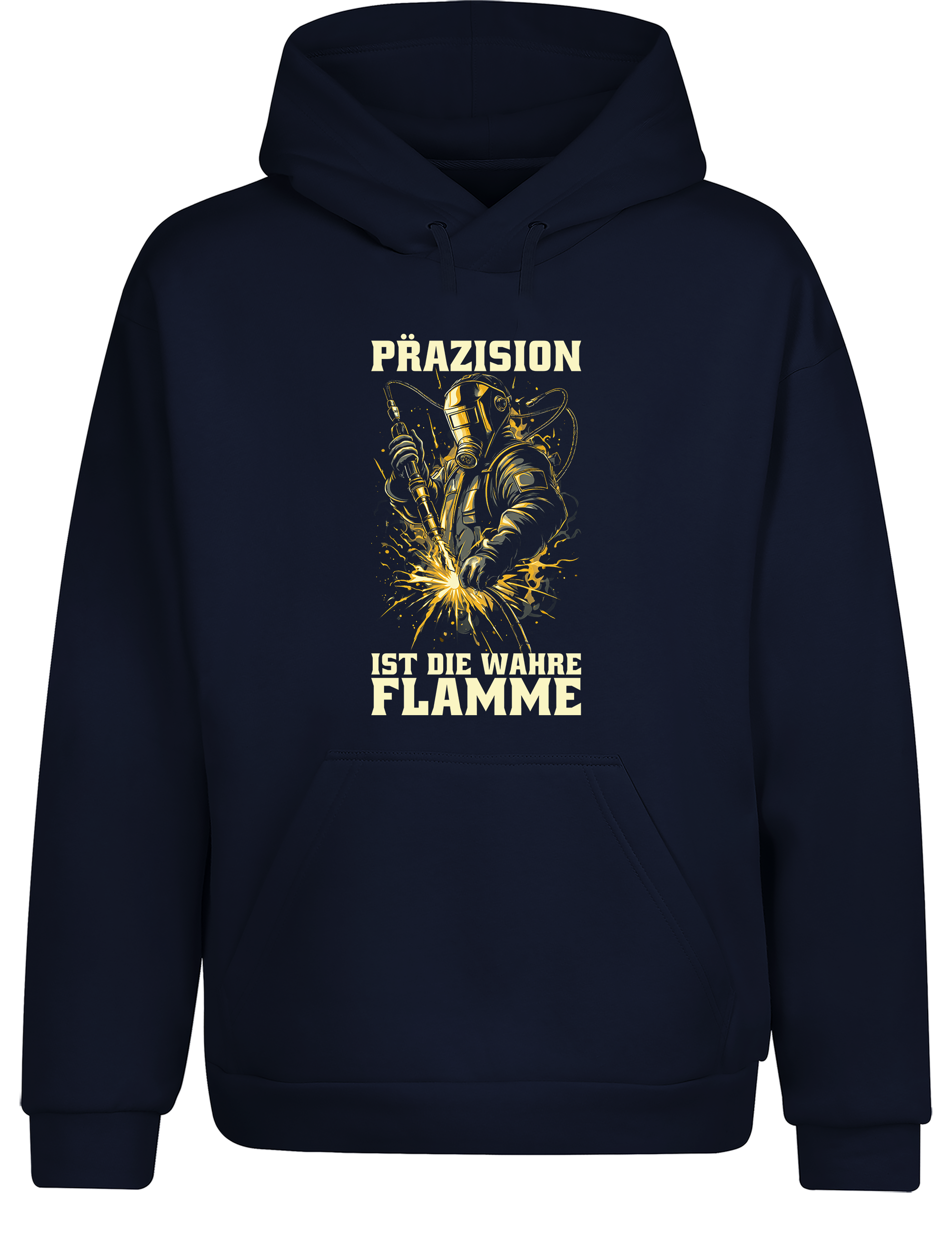 Präzision ist die wahre Flamme – Hoodie im Retro Stil | Lustiger Kapuzenpullover für Schweißer, Metallbauer & Handwerker