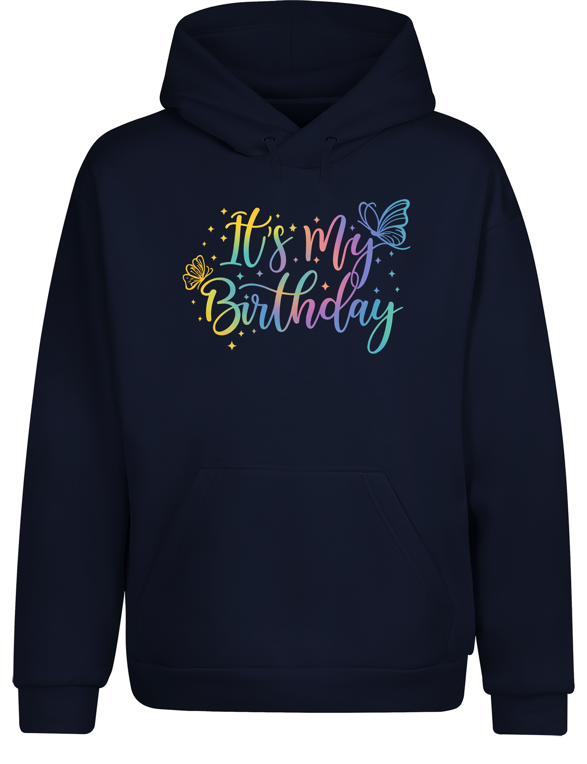 Unisex Hoodie „It’s My Birthday“ | Bunter Geburtstag Hoodie mit Schmetterlingen