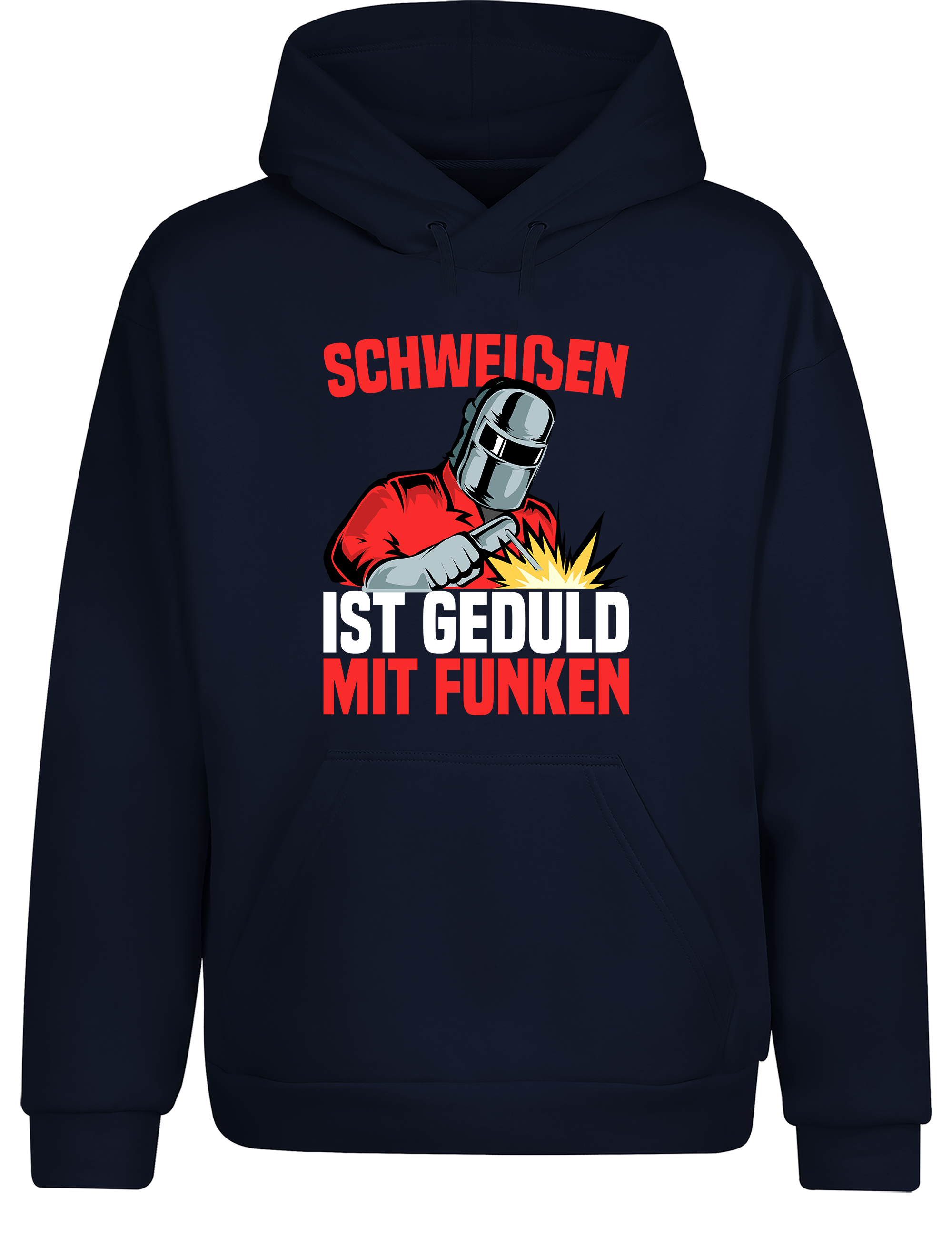 Schweißen ist Geduld mit Funken – Hoodie im Retro Stil | Lustiger Kapuzenpullover für Schweißer, Metallbauer & Handwerker