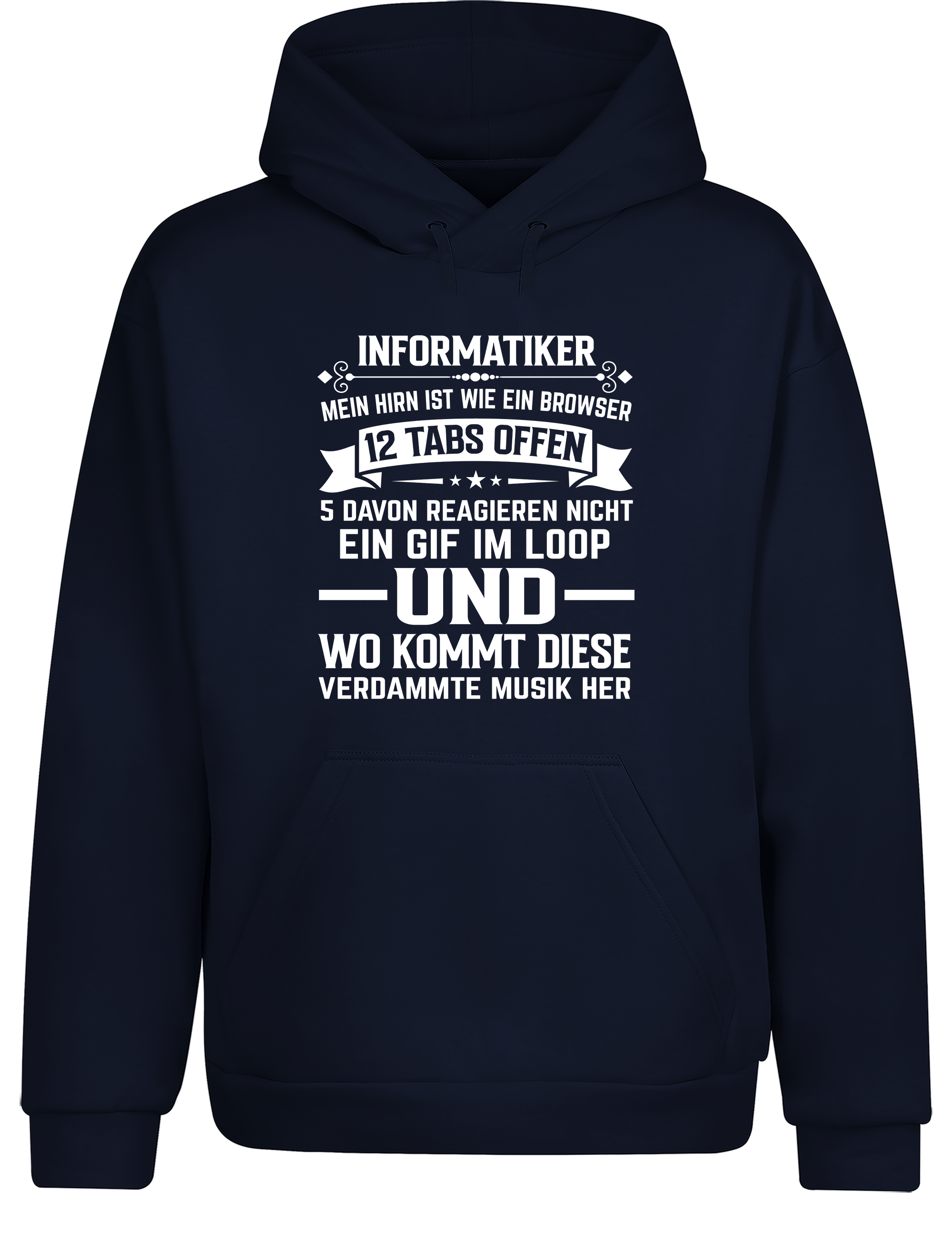 Informatiker Brain – Hoodie im Retro Stil | Lustiger Kapuzenpullover für Programmierer, Entwickler & Nerds