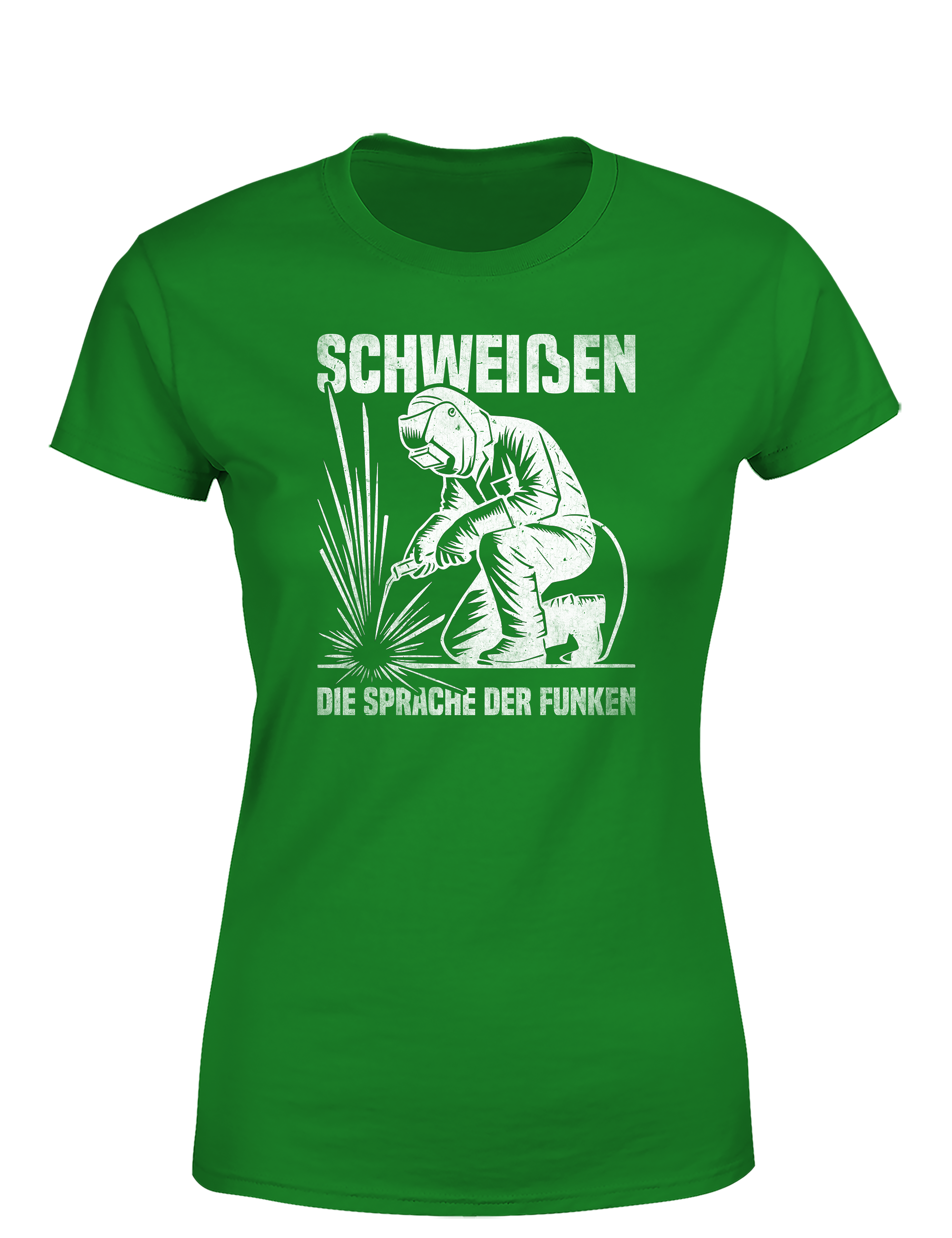 Schweißen – die Sprache der Funken – Damen T-Shirt im Retro Stil | Lustiges Shirt für Schweißerinnen, Metallbauerinnen & Handwerkerinnen