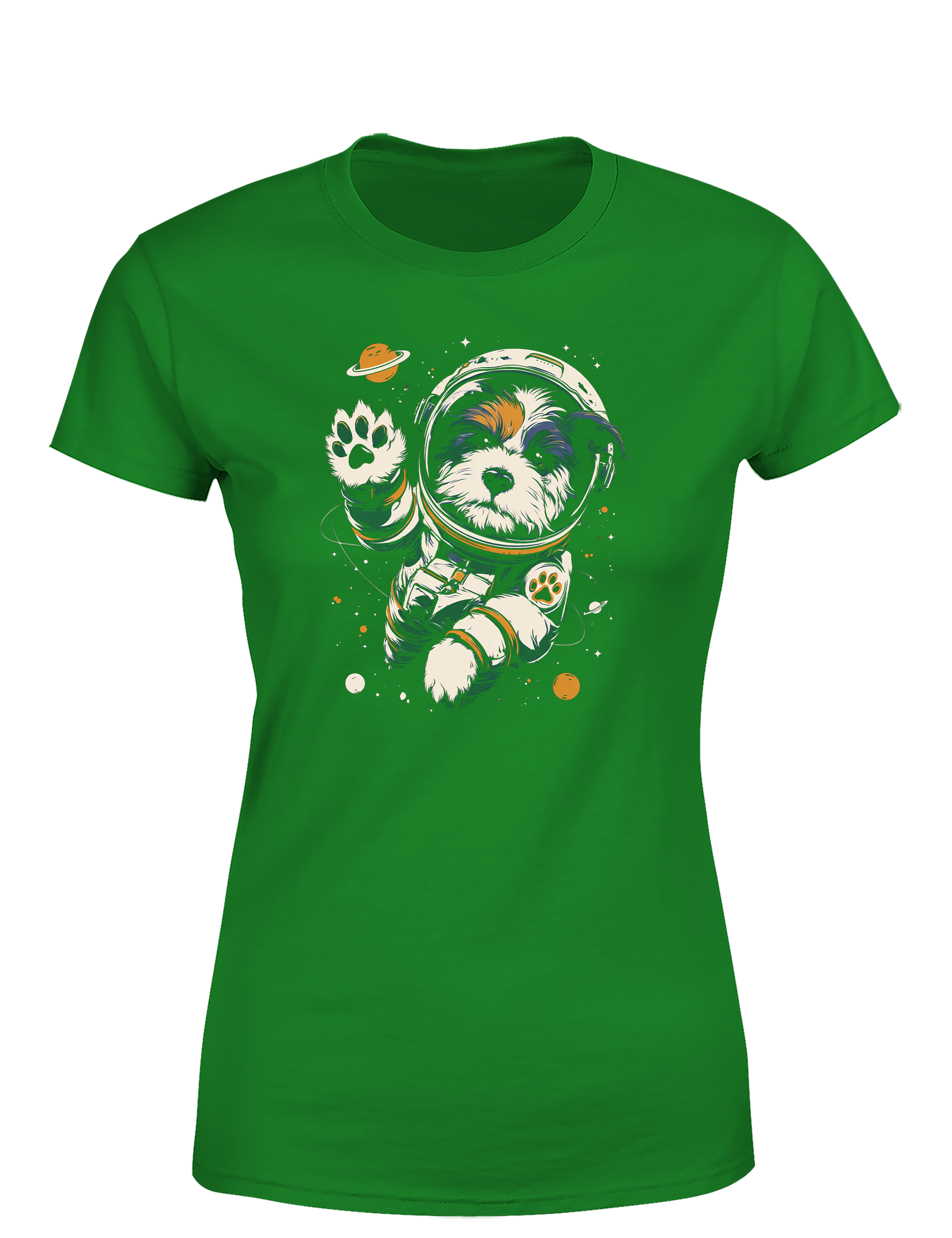 Damen T-Shirt Astronaut Hund im Weltall | Süßes Space Hunde Shirt für Hundeliebhaber