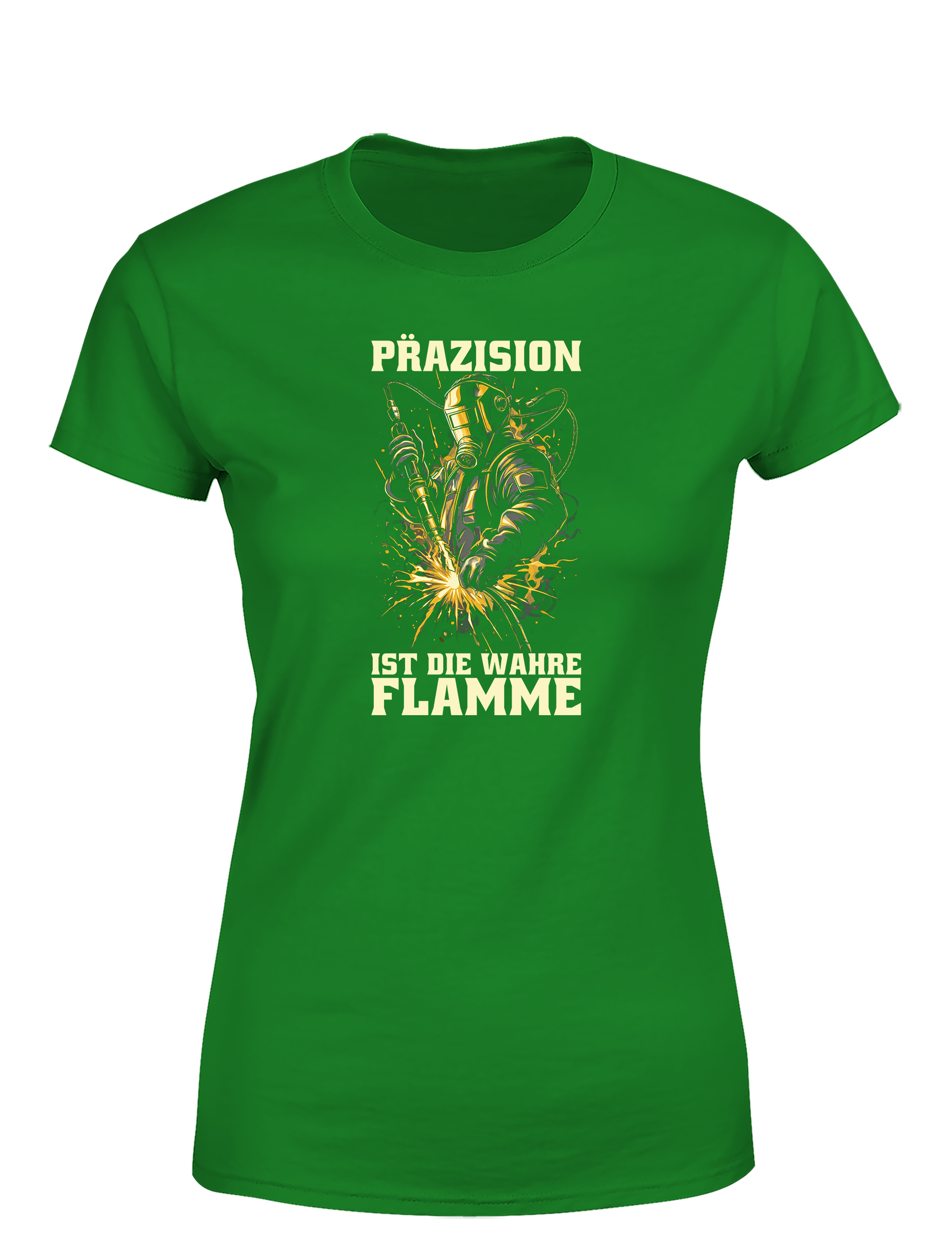 Präzision ist die wahre Flamme – Damen T-Shirt im Retro Stil | Lustiges Shirt für Schweißerinnen, Metallbauerinnen & Handwerkerinnen