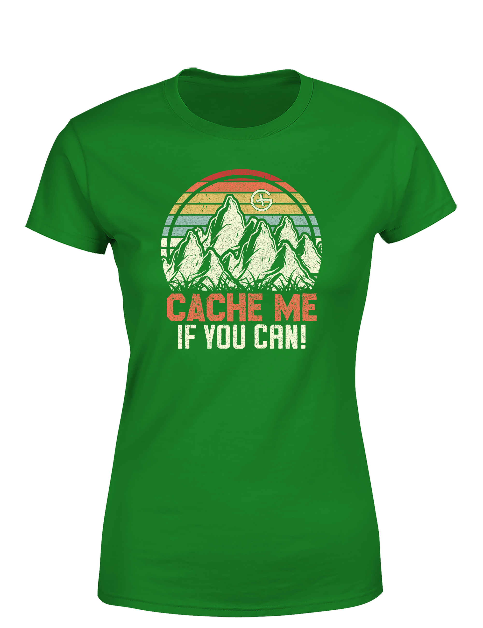 Cache Me If You Can! – Geocaching Damen T-Shirt im Retro Look | Stylisches Shirt für Schatzsucherinnen & Outdoor-Fans