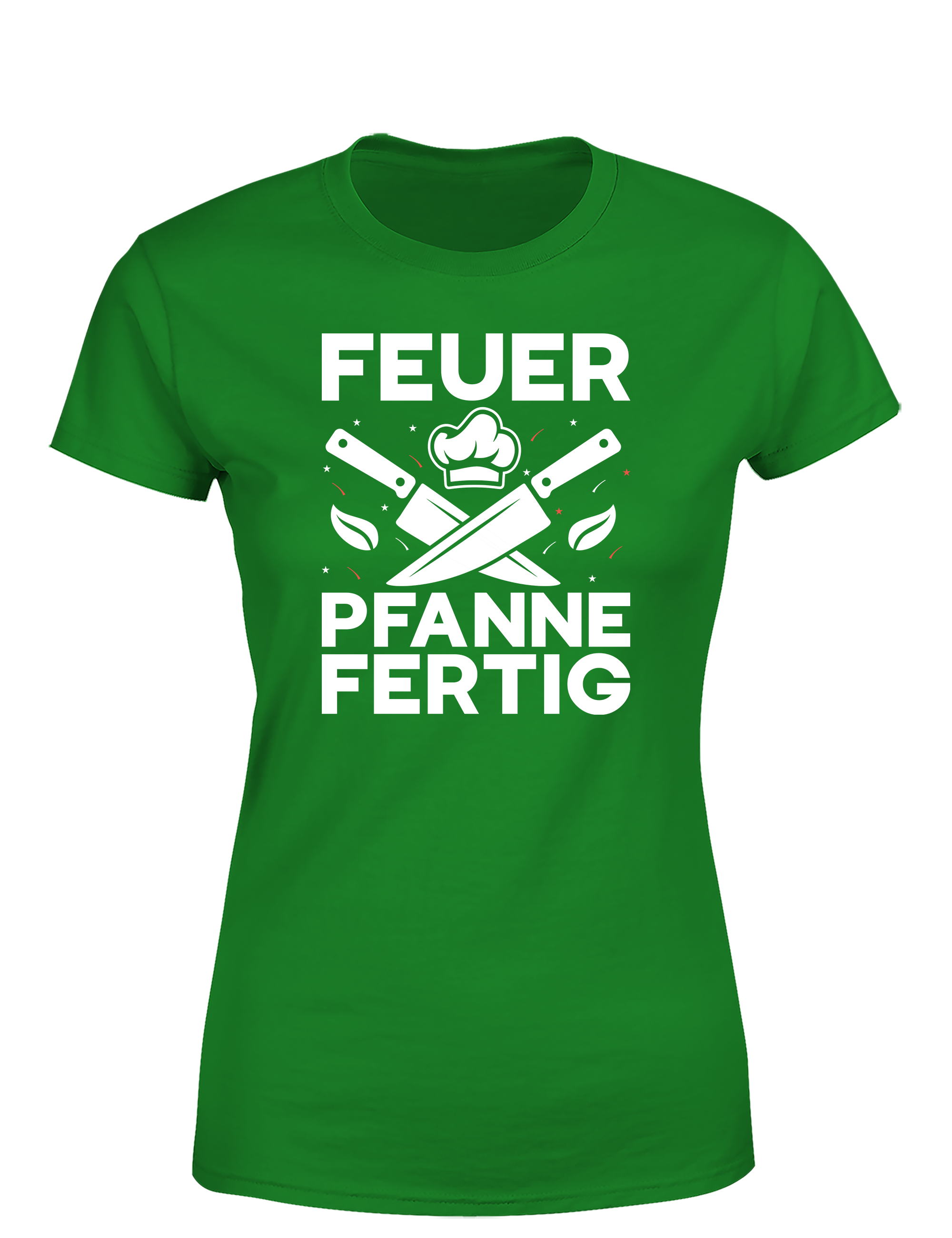 Damen T-Shirt „Feuer Pfanne Fertig“ | Cooles Koch Shirt für Frauen mit Küchenpower