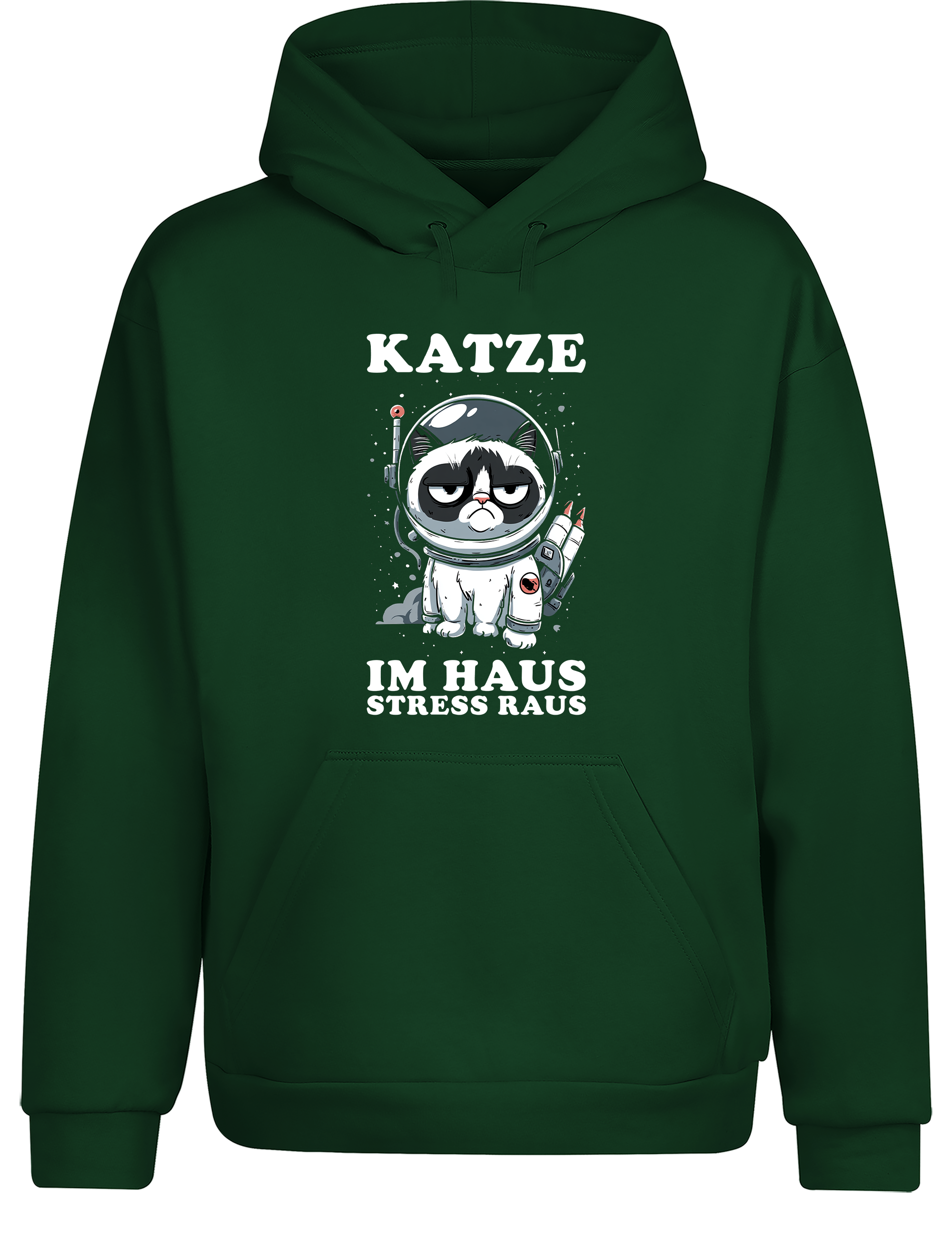 Katze im Haus, Stress raus – Hoodie im Retro-Stil | Perfekter Kapuzenpullover für Katzenliebhaber, Alltag, Freizeit & als Geschenkidee