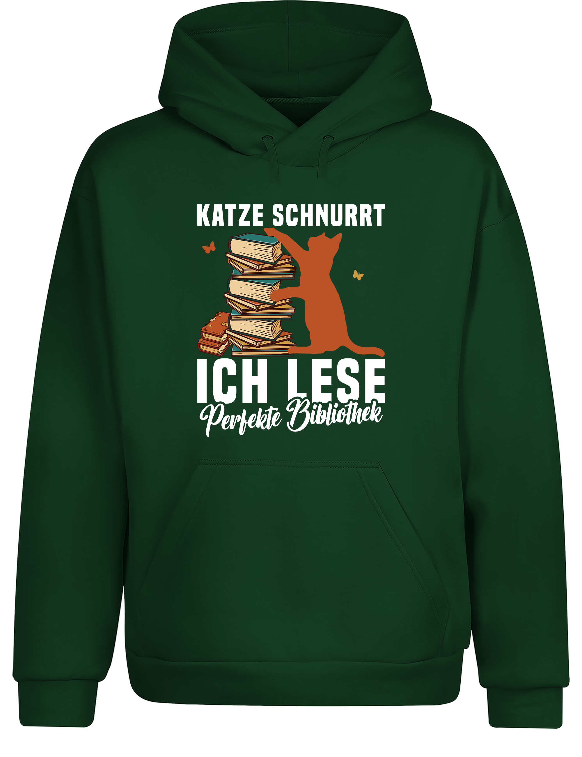 Katze schnurrt, ich lese – perfekte Bibliothek | Hoodie im Retro-Stil für Katzenfreunde, Bücherwürmer, Freizeit & Geschenkidee