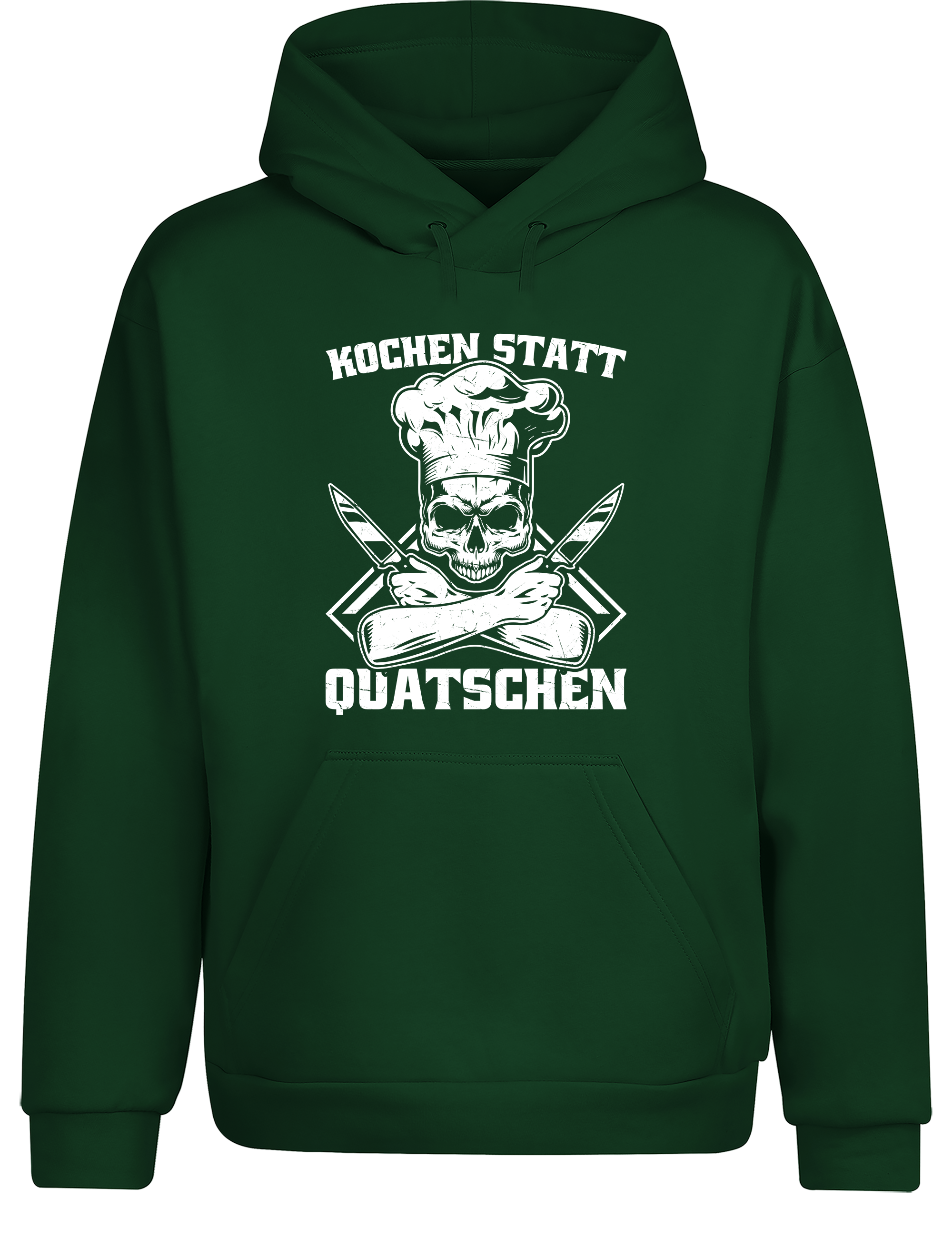 Unisex Hoodie „Kochen statt Quatschen“ | Lustiger Koch Hoodie mit Skull Design