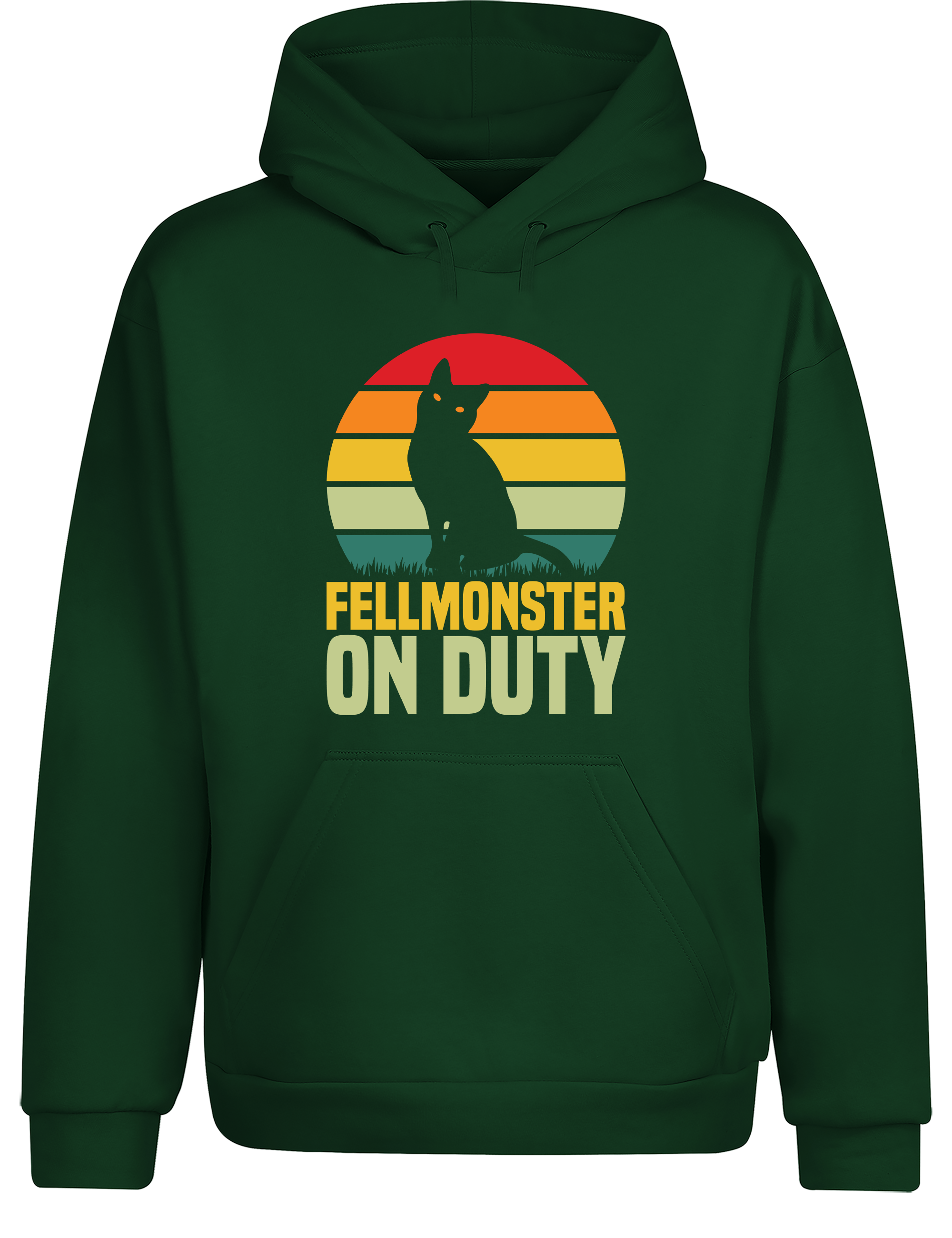 Fellmonster on Duty – Hoodie im Retro Stil | Lustiger Kapuzenpullover für Katzenbesitzer, Freizeit & Geschenkidee