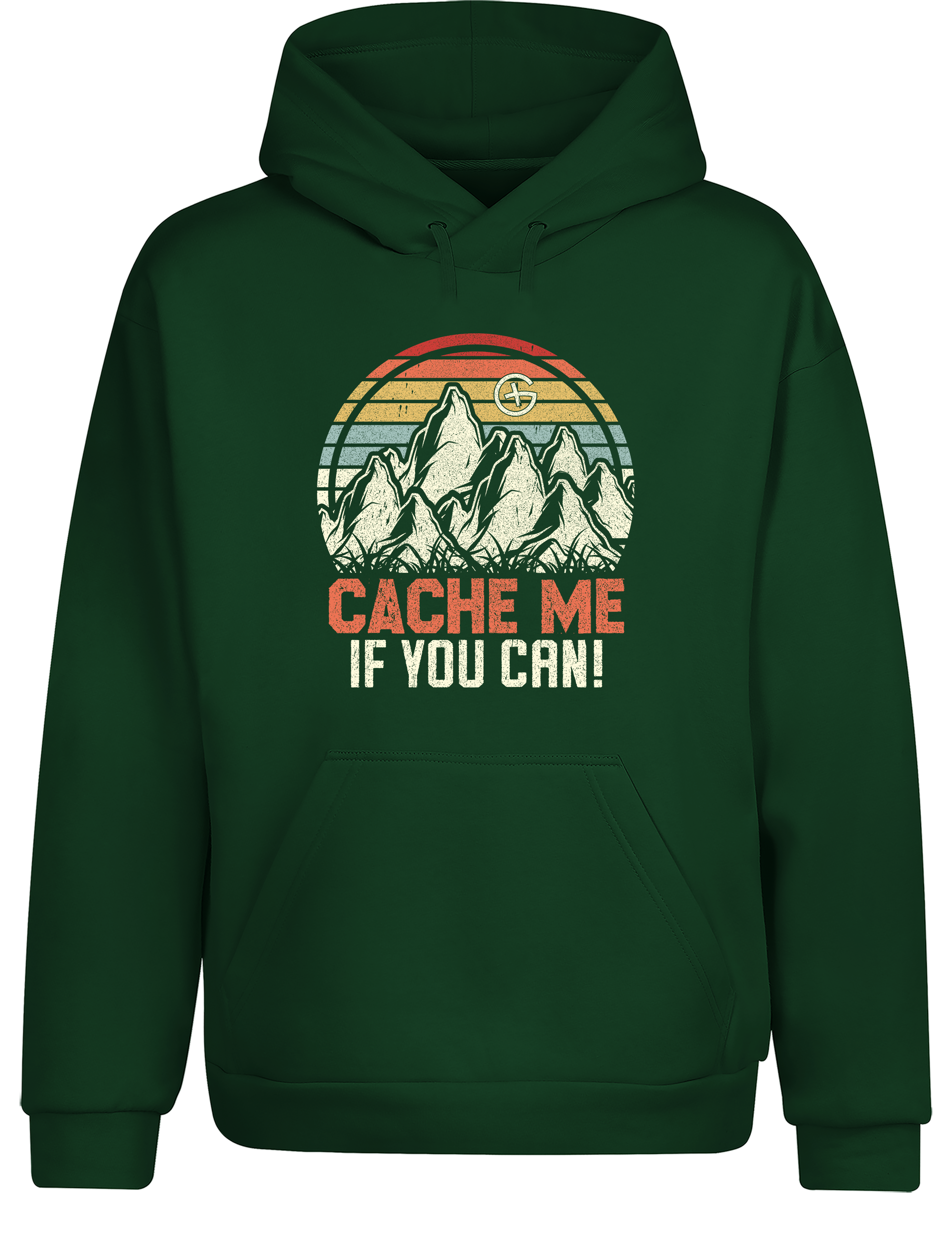 Cache Me If You Can! – Geocaching Hoodie im Retro Look | Warmer Kapuzenpullover für Geocacher & Schatzsucher
