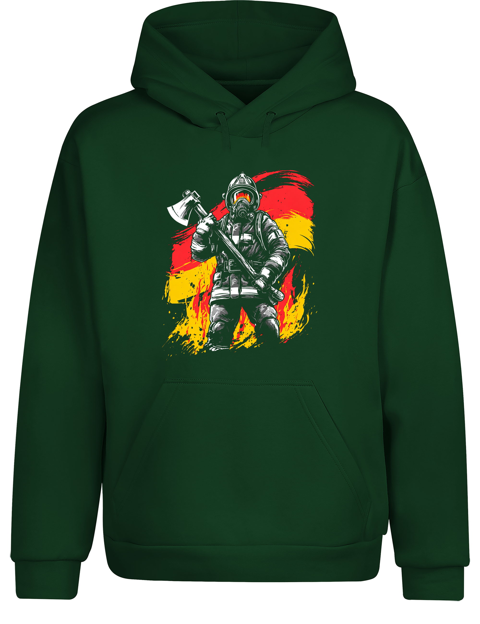 Unisex Hoodie Feuerwehrmann mit Axt | Deutscher Feuerwehr Hoodie mit Flagge
