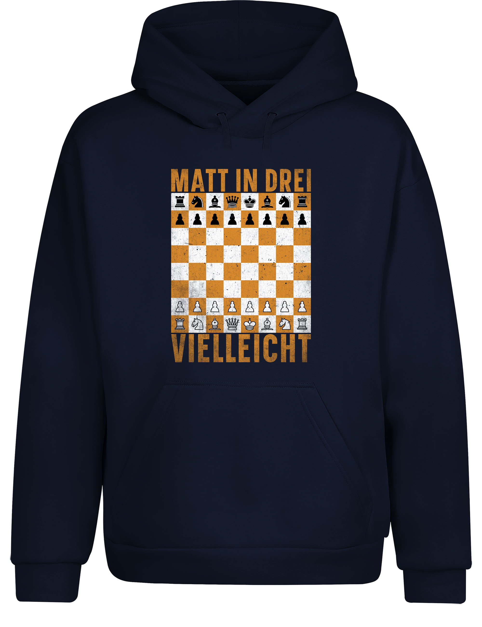 Matt in drei vielleicht – Hoodie im Retro-Stil | Perfekter Kapuzenpullover für Schachspieler, Turniere, Freizeit & als Geschenkidee