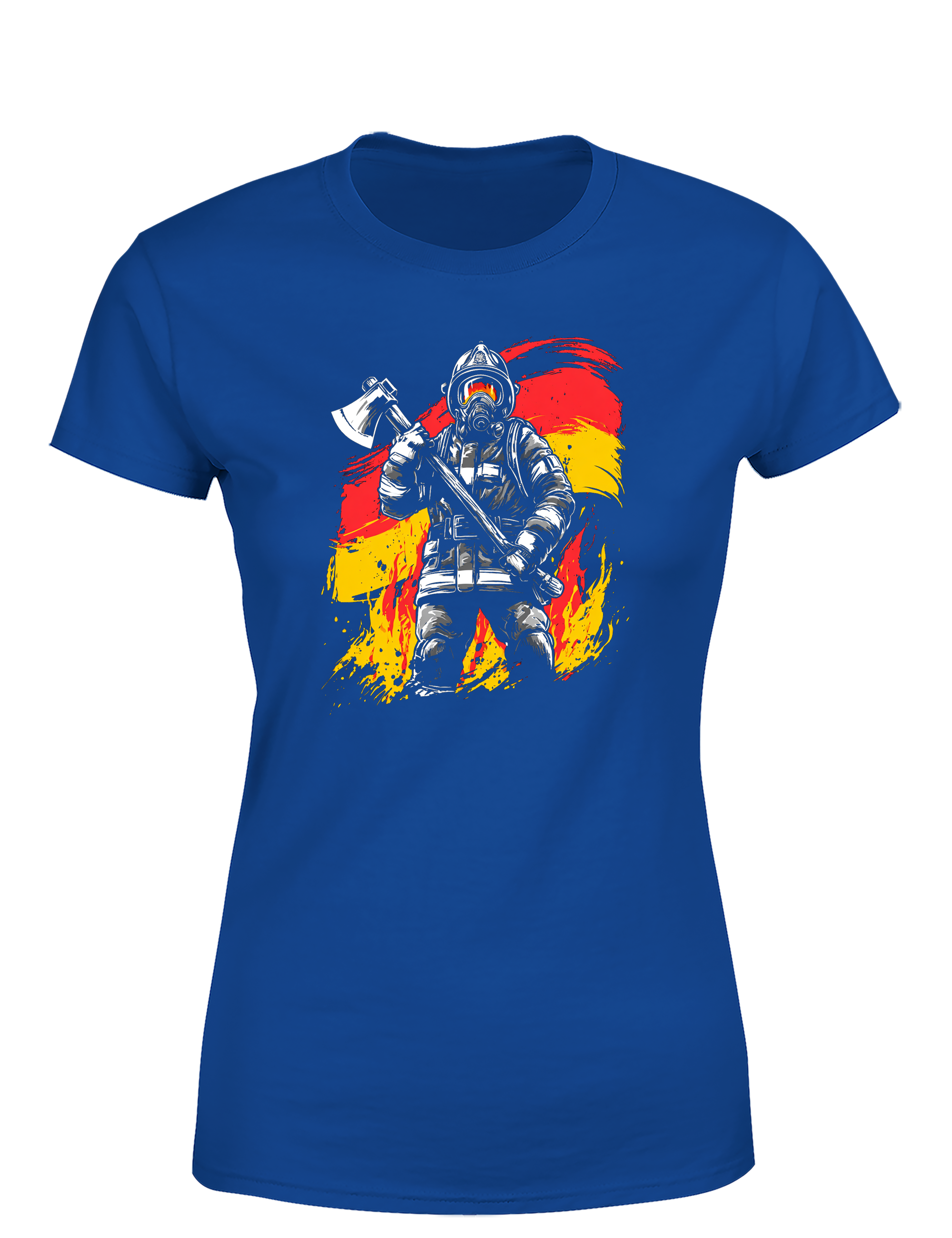 Damen T-Shirt Feuerwehrmann Motiv mit Deutschland Flagge | Starkes Feuerwehr Shirt