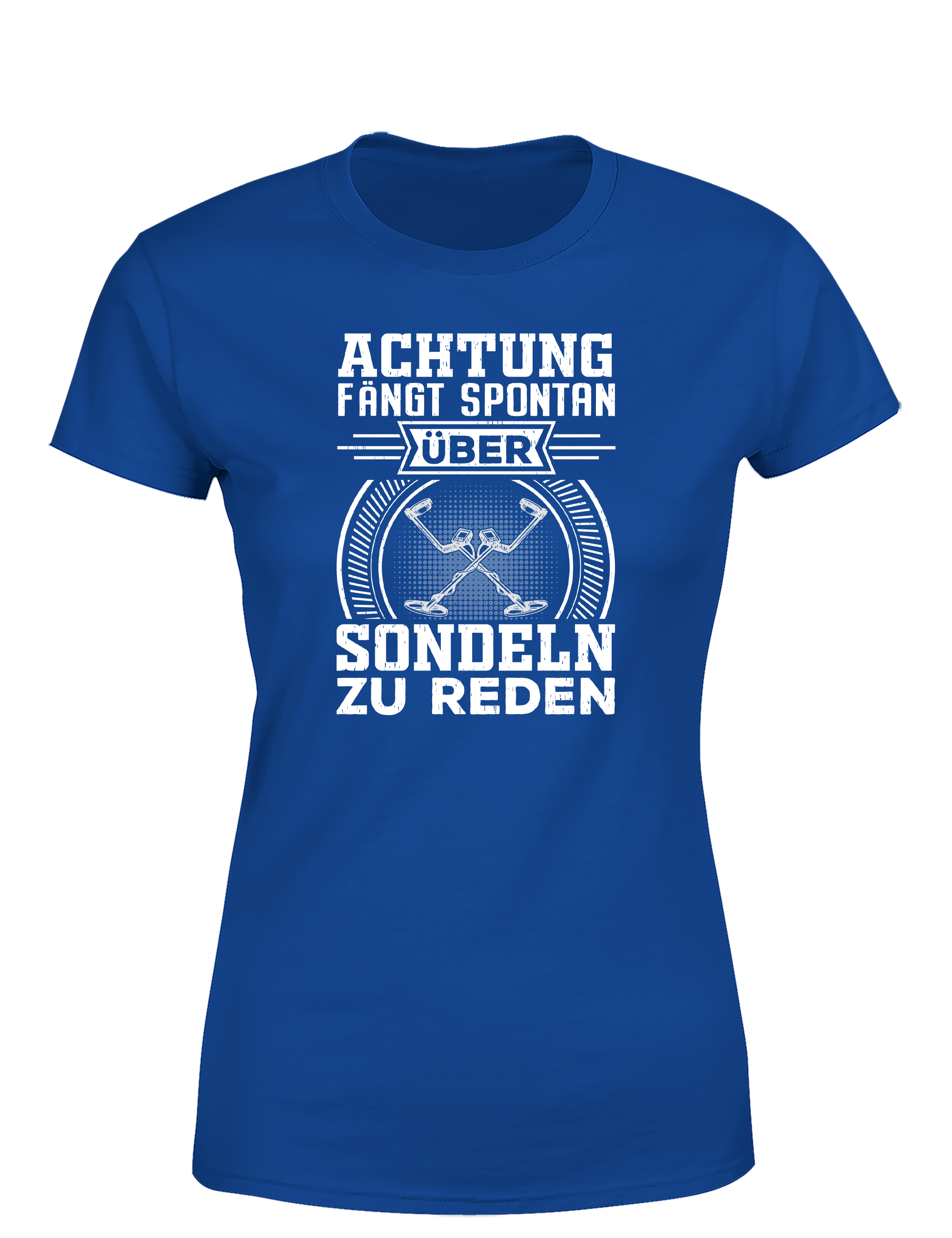 Achtung! Fange spontan an über Sondeln zu reden – Damen T-Shirt im Retro Stil | Lustiges Shirt für Schatzsucherinnen, Freizeit & Geschenkidee