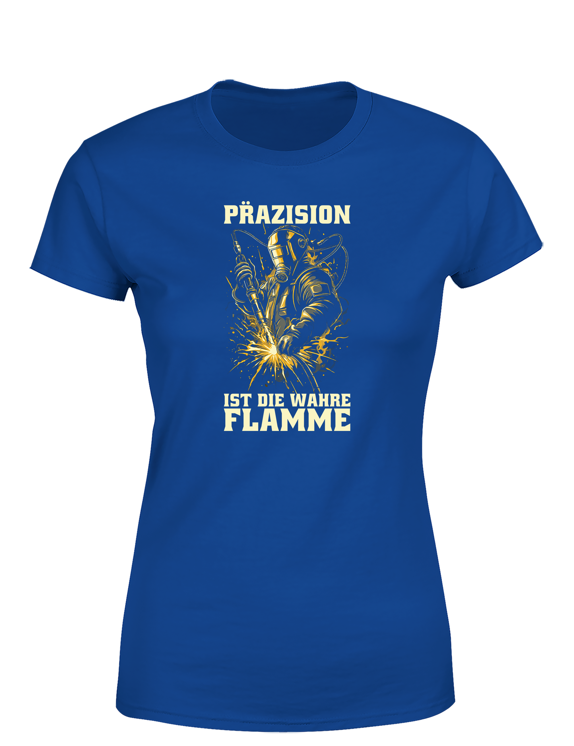 Präzision ist die wahre Flamme – Damen T-Shirt im Retro Stil | Lustiges Shirt für Schweißerinnen, Metallbauerinnen & Handwerkerinnen
