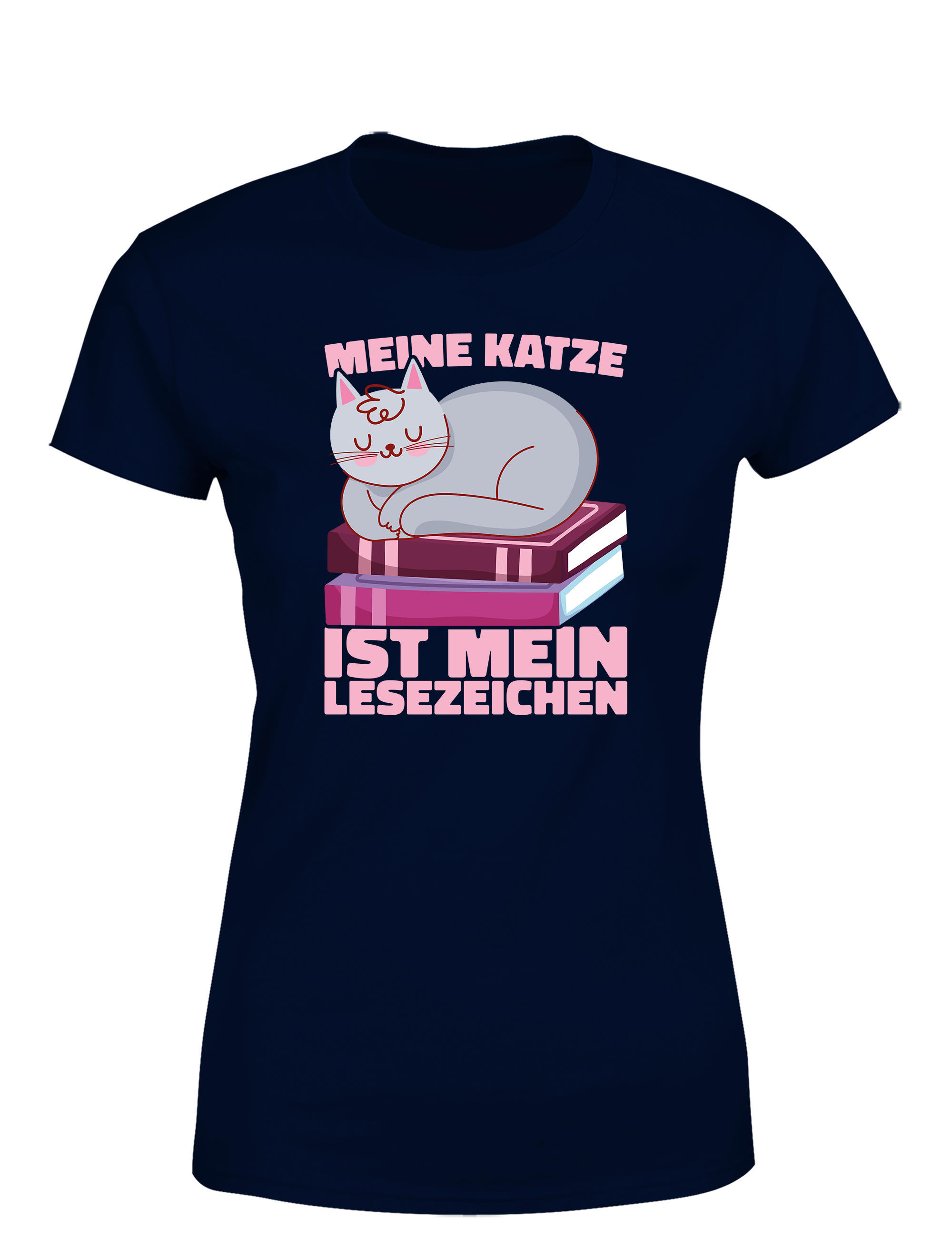 Meine Katze ist mein Lesezeichen – Damen T-Shirt im Retro Stil | Perfektes Damen Shirt für Katzenliebhaberinnen, Leseratten & Geschenkidee