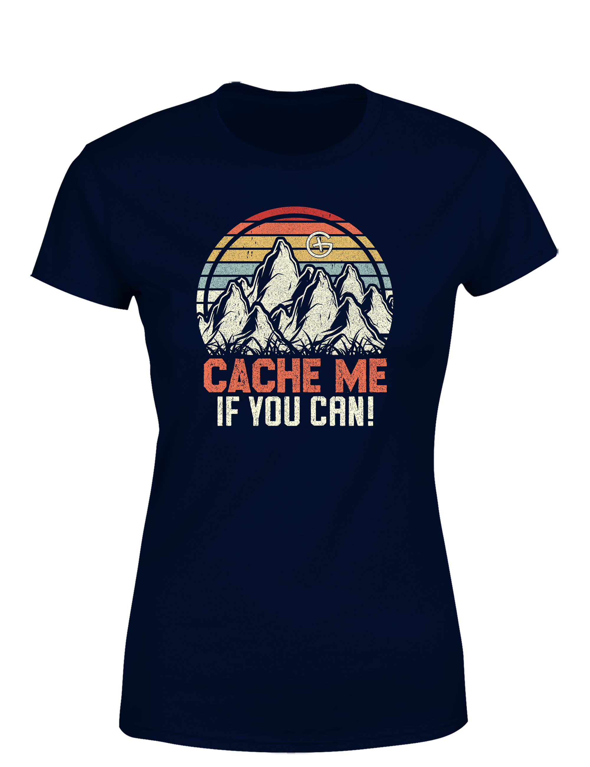 Cache Me If You Can! – Geocaching Damen T-Shirt im Retro Look | Stylisches Shirt für Schatzsucherinnen & Outdoor-Fans