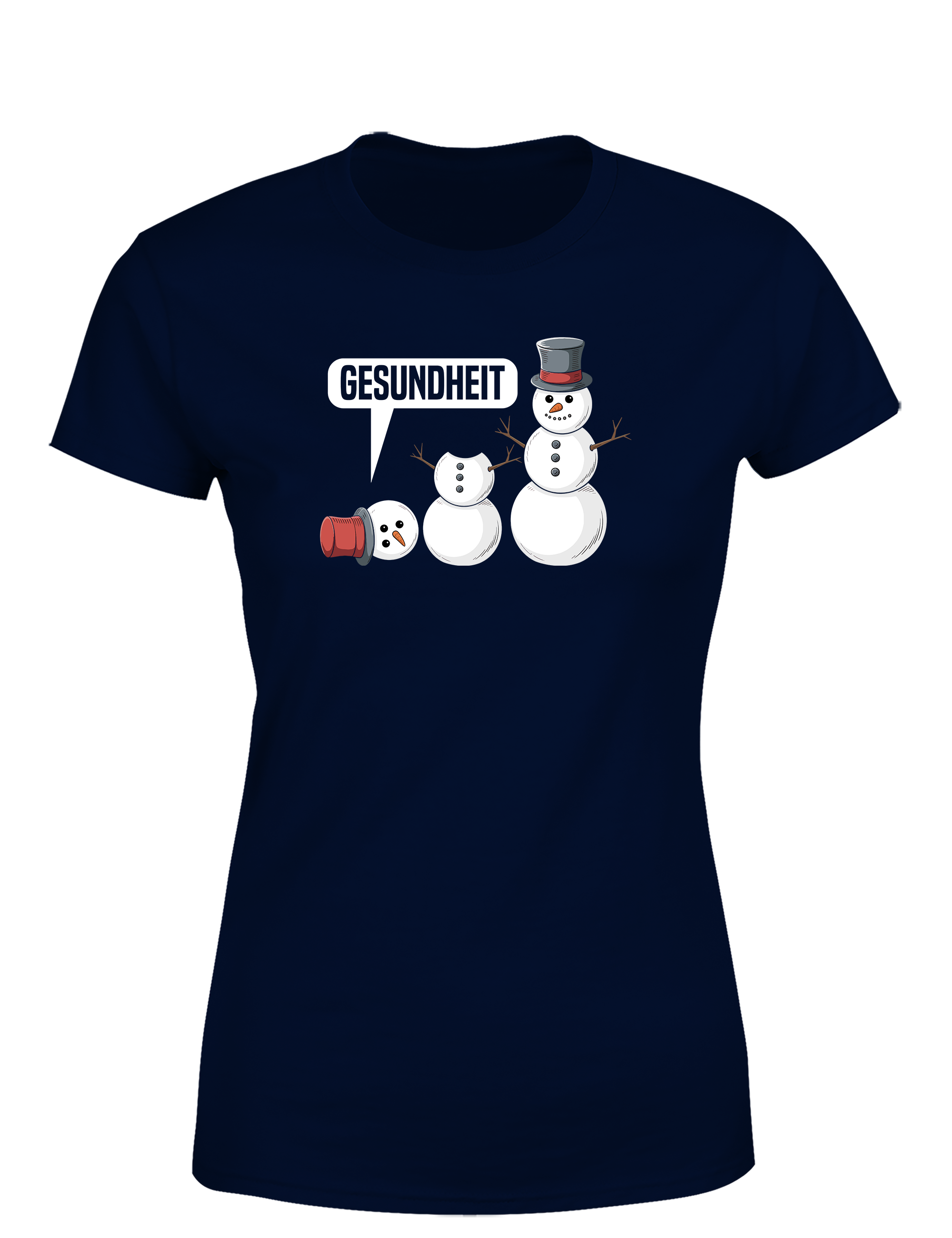 Süßes Damen T-Shirt „Gesundheit“ | Lustiges Schneemann-Shirt für Winter, Weihnachten & Humor-Fans
