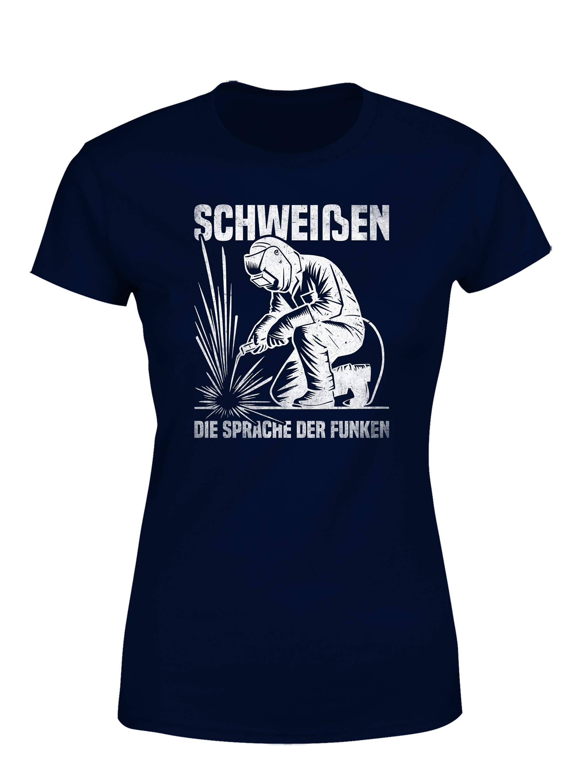 Schweißen – die Sprache der Funken – Damen T-Shirt im Retro Stil | Lustiges Shirt für Schweißerinnen, Metallbauerinnen & Handwerkerinnen