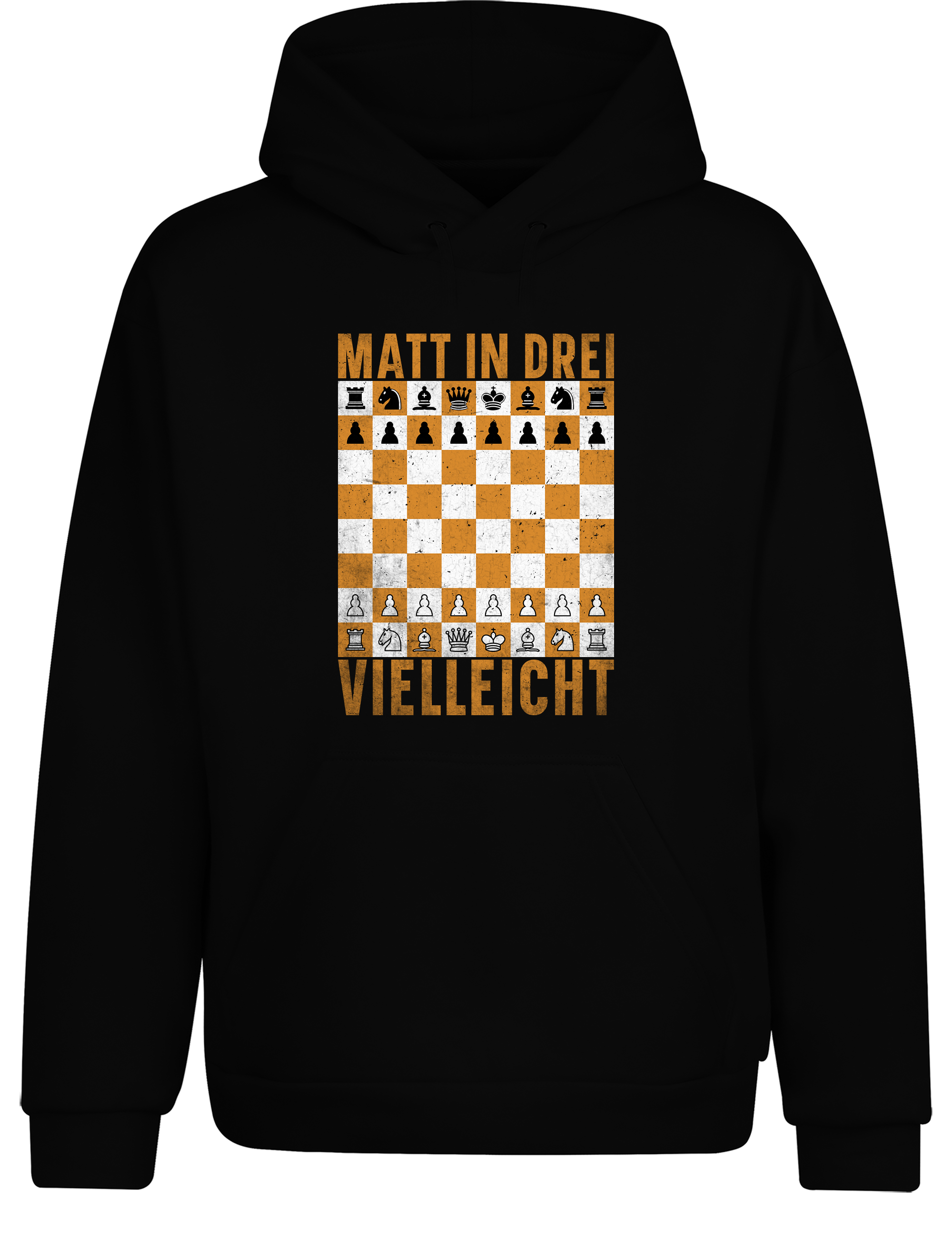 Matt in drei vielleicht – Hoodie im Retro-Stil | Perfekter Kapuzenpullover für Schachspieler, Turniere, Freizeit & als Geschenkidee