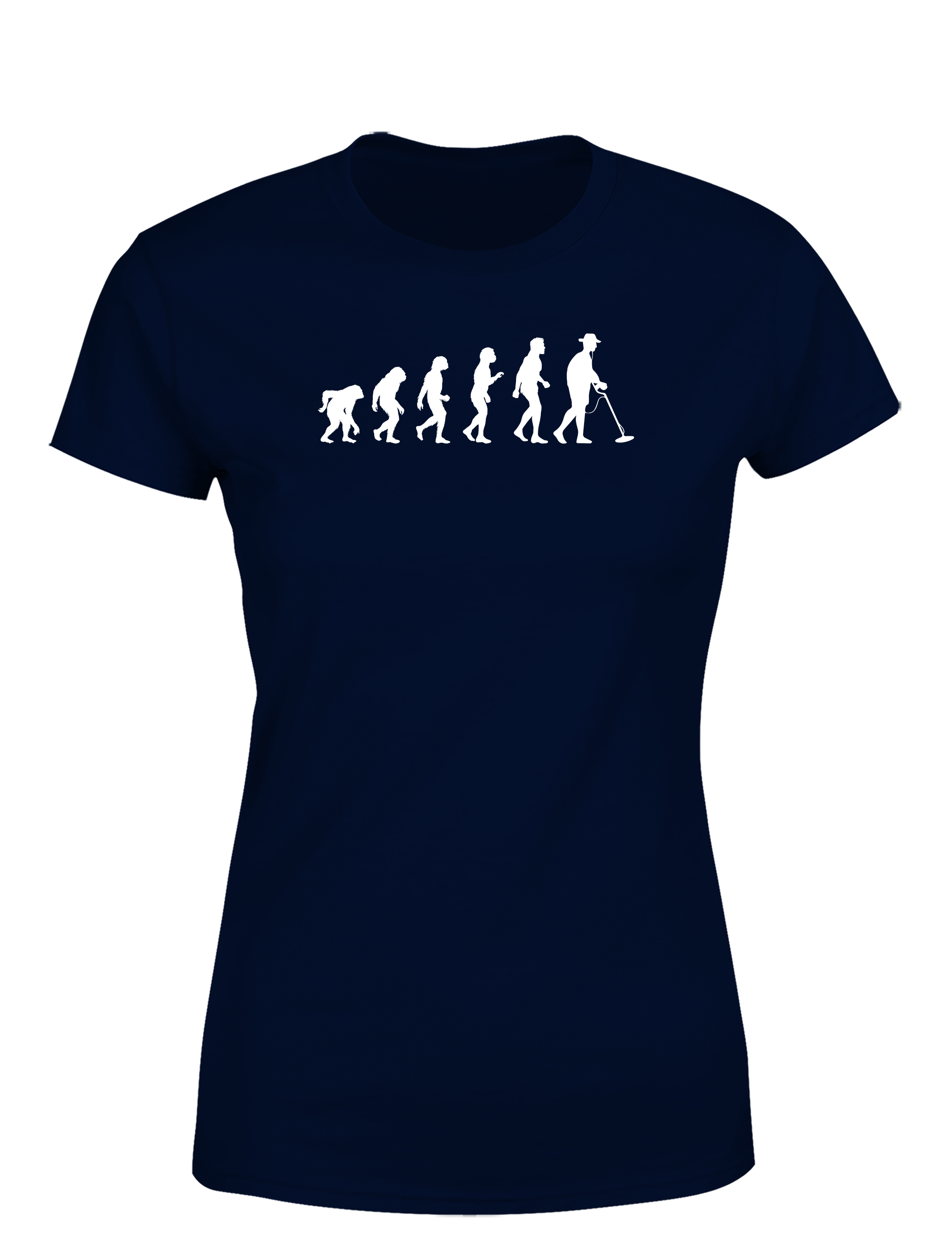 Evolution des Sondelns – Damen T-Shirt im Retro Stil | Lustiges Shirt für Schatzsucherinnen, Freizeit & Geschenkidee