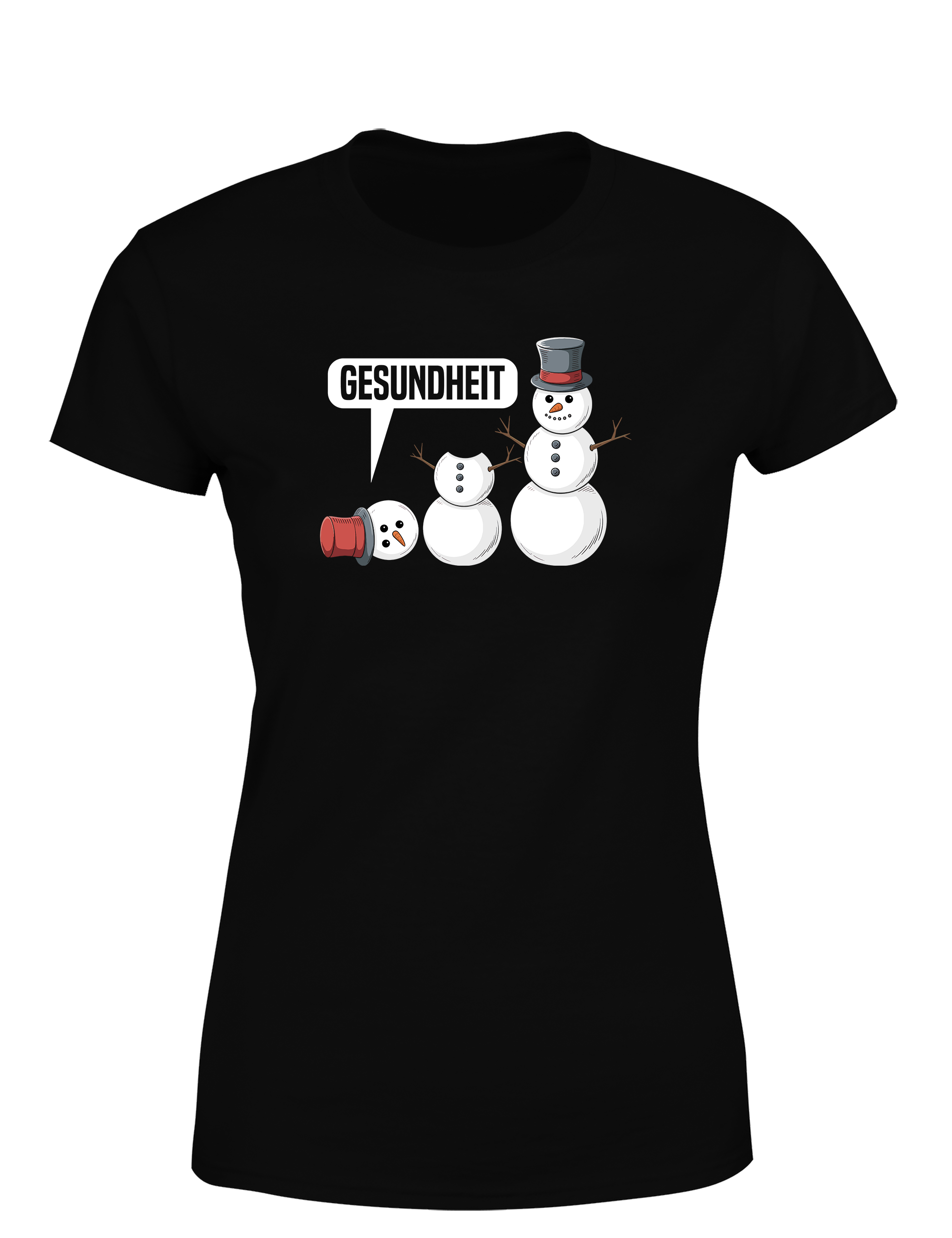 Süßes Damen T-Shirt „Gesundheit“ | Lustiges Schneemann-Shirt für Winter, Weihnachten & Humor-Fans