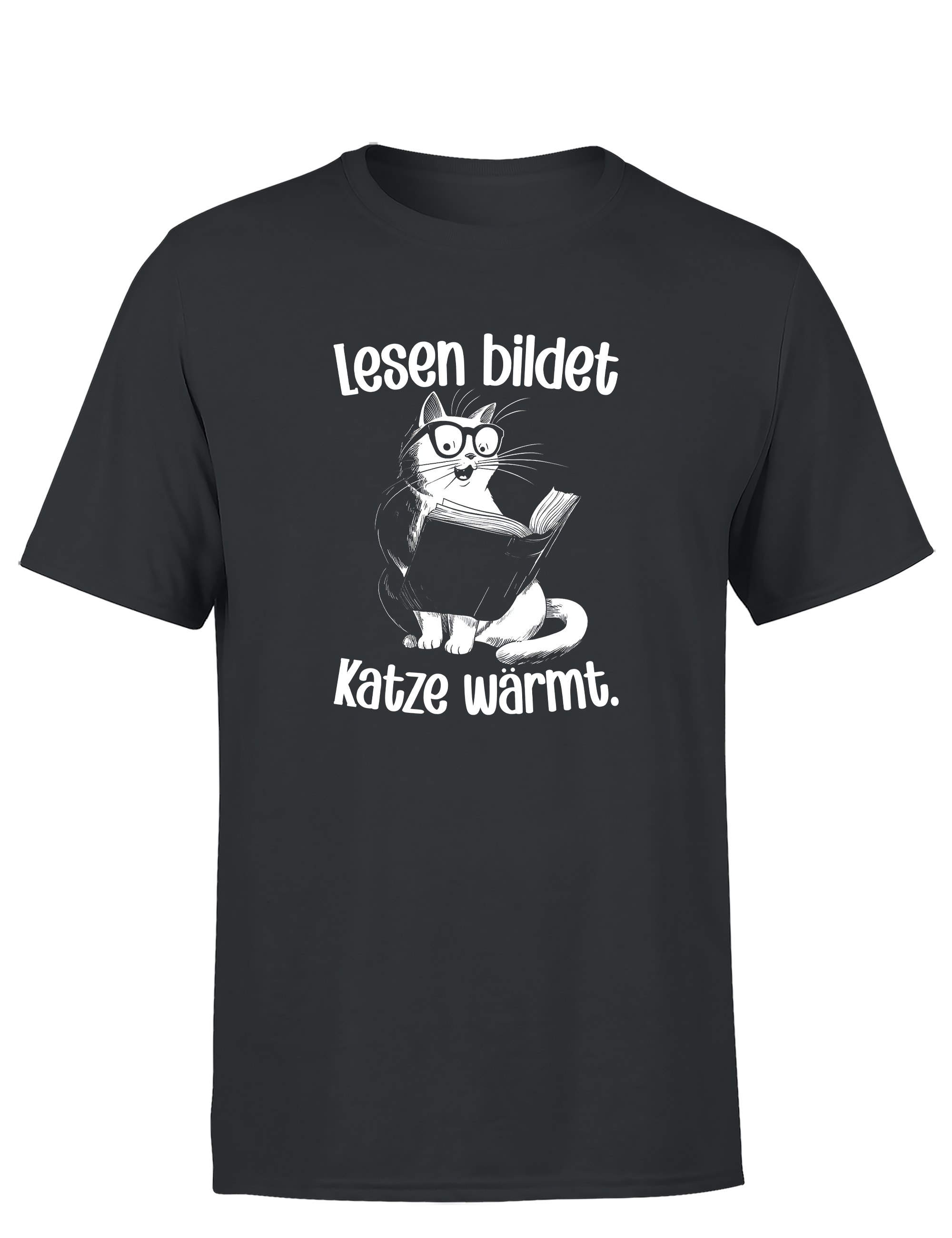 Lesen bildet, Katze wärmt – Herren T-Shirt im Retro Stil | Perfektes Männer Shirt für Katzen- & Bücherliebhaber, Freizeit & Geschenkidee