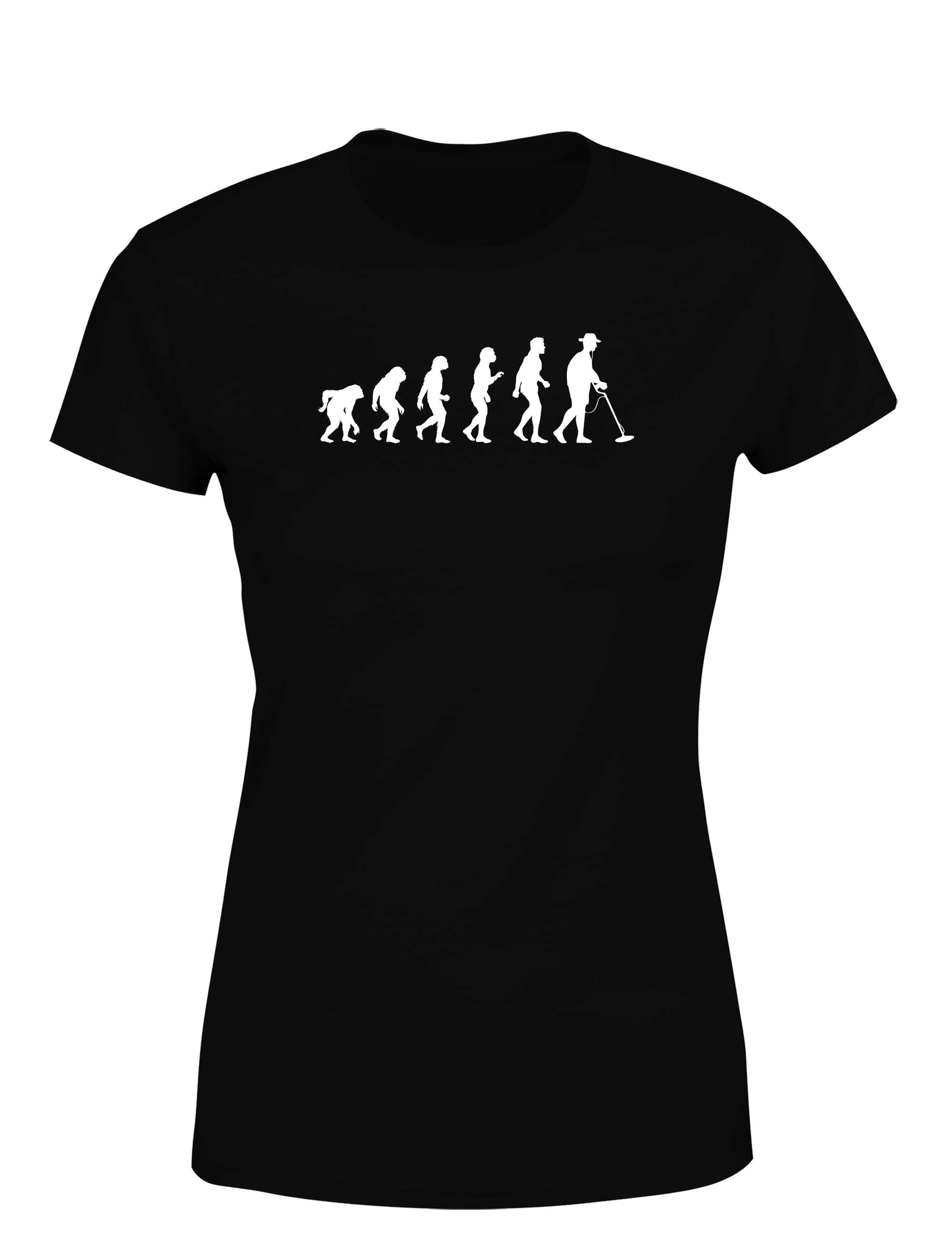 Evolution des Sondelns – Damen T-Shirt im Retro Stil | Lustiges Shirt für Schatzsucherinnen, Freizeit & Geschenkidee