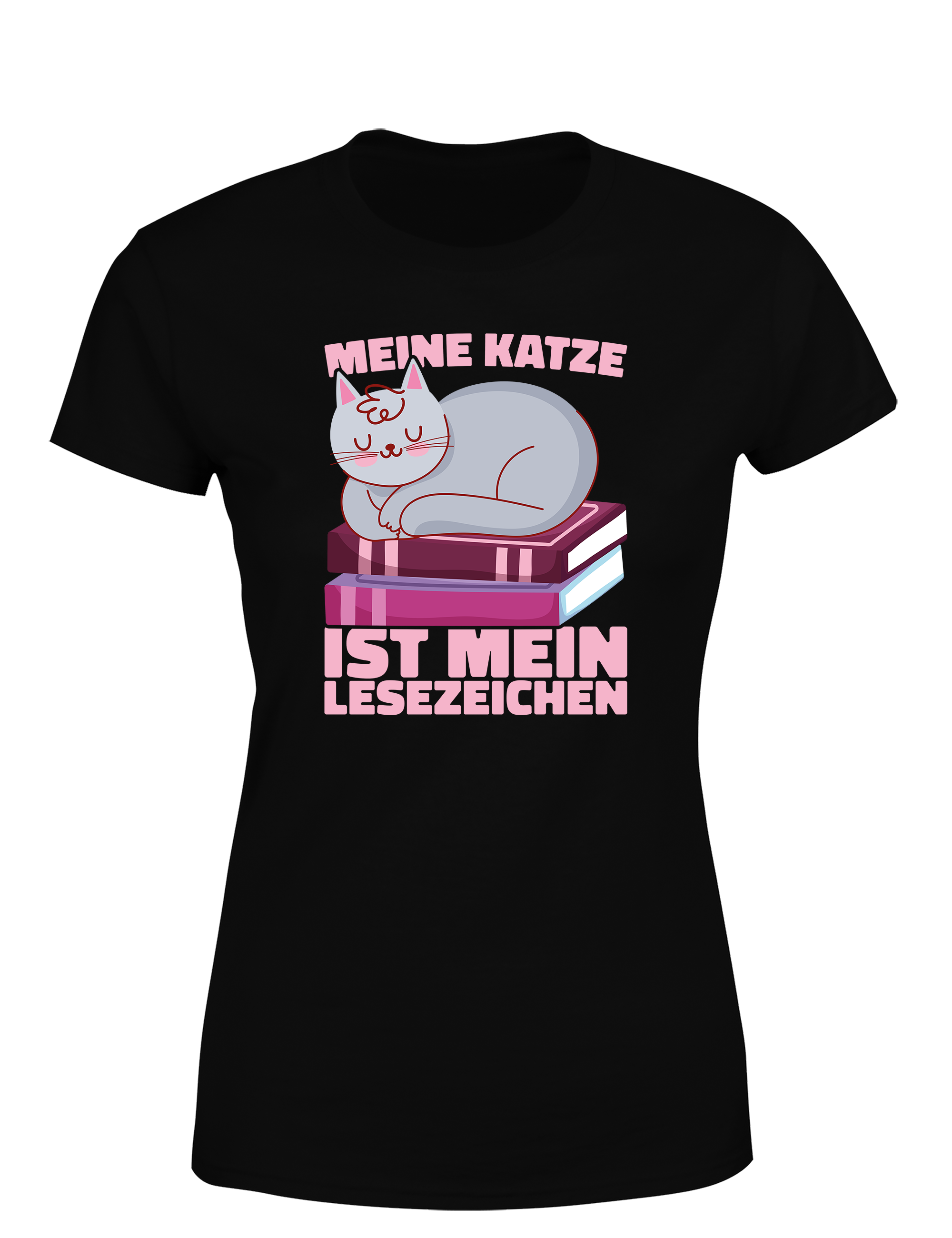 Meine Katze ist mein Lesezeichen – Damen T-Shirt im Retro Stil | Perfektes Damen Shirt für Katzenliebhaberinnen, Leseratten & Geschenkidee