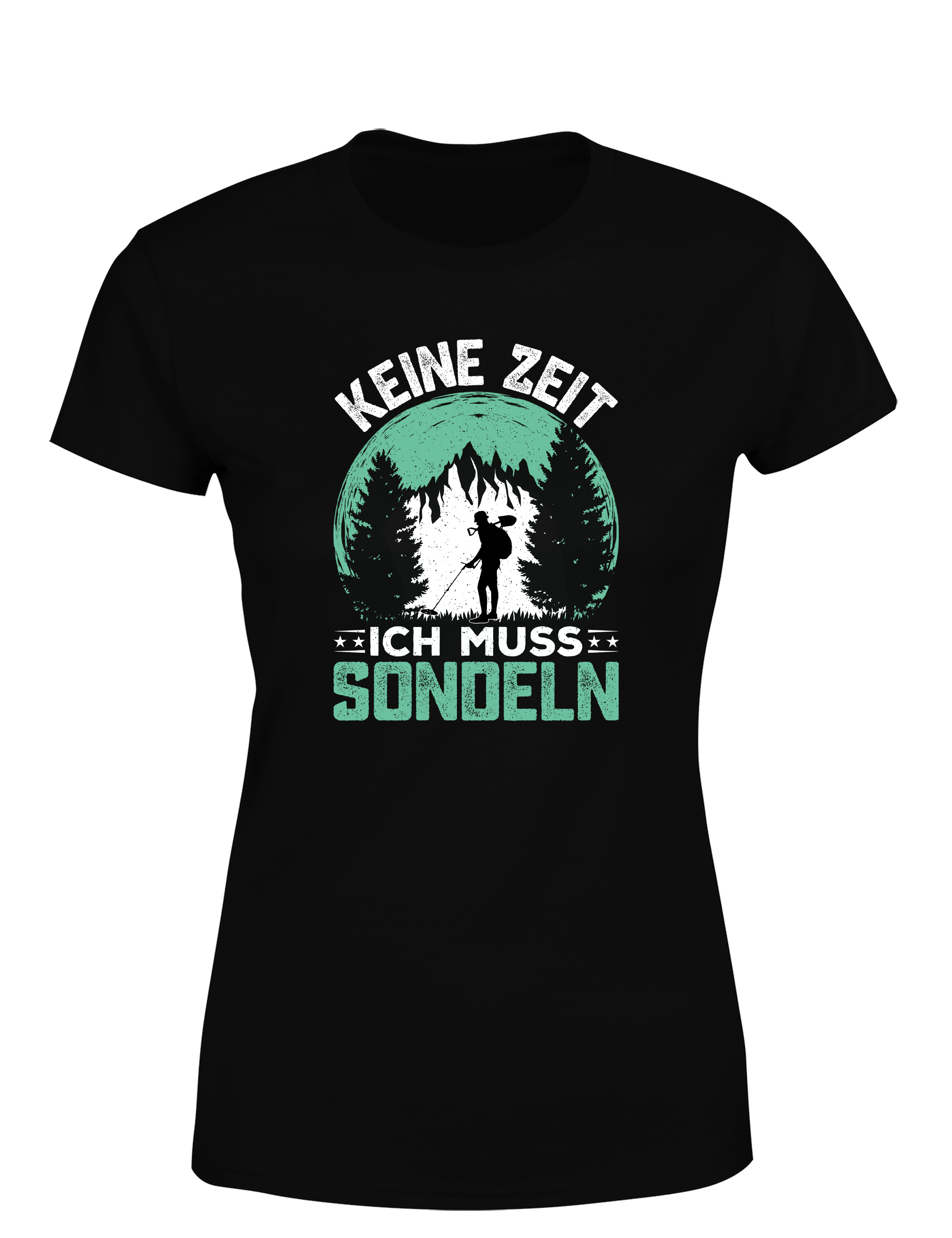 Kein Zeit, ich muss sondeln – Damen T-Shirt im Retro Stil | Lustiges Shirt für Schatzsucherinnen, Freizeit & Geschenkidee