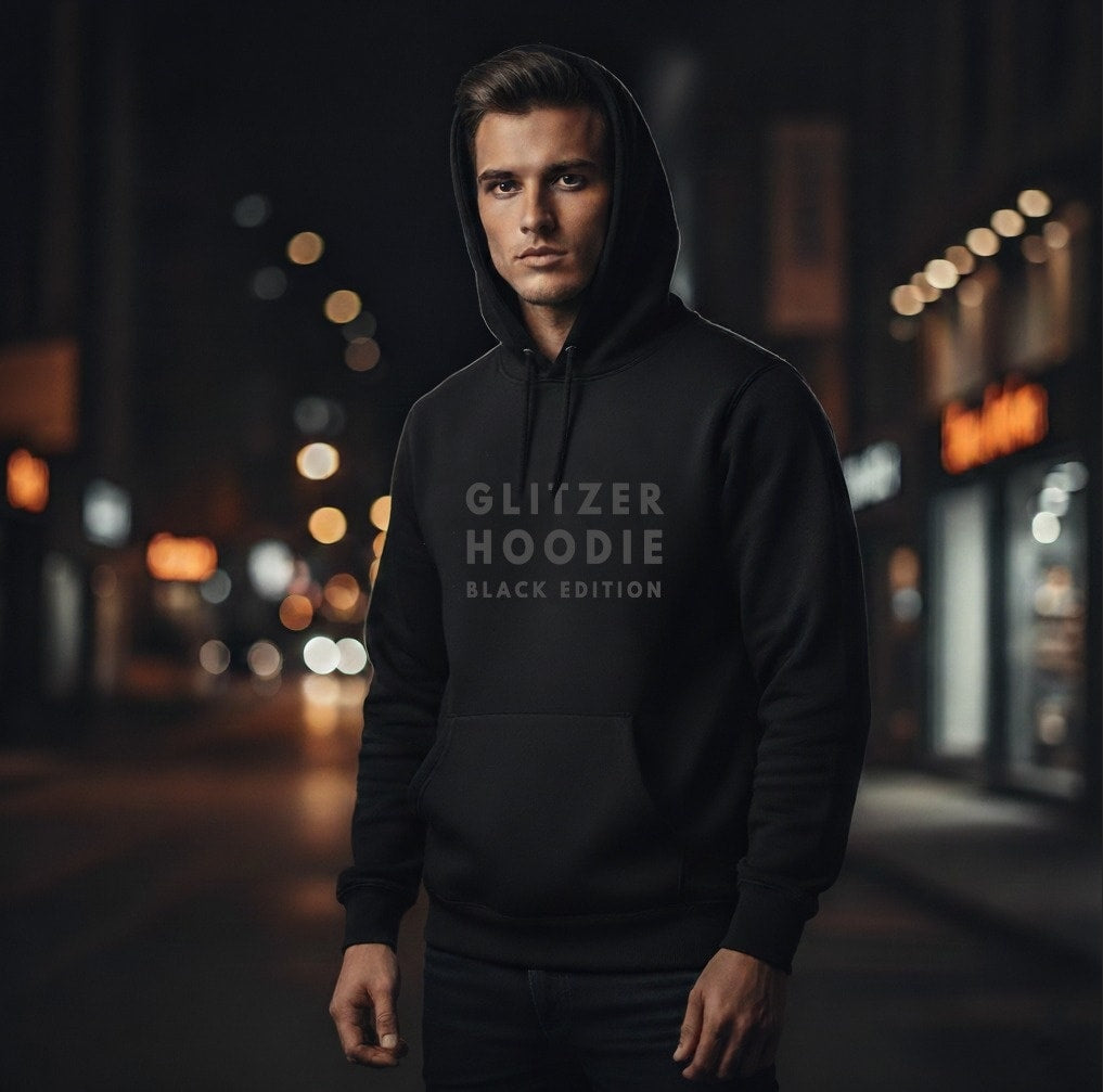 Hoodie Unisex Glitzer Hoodie Black Edition
