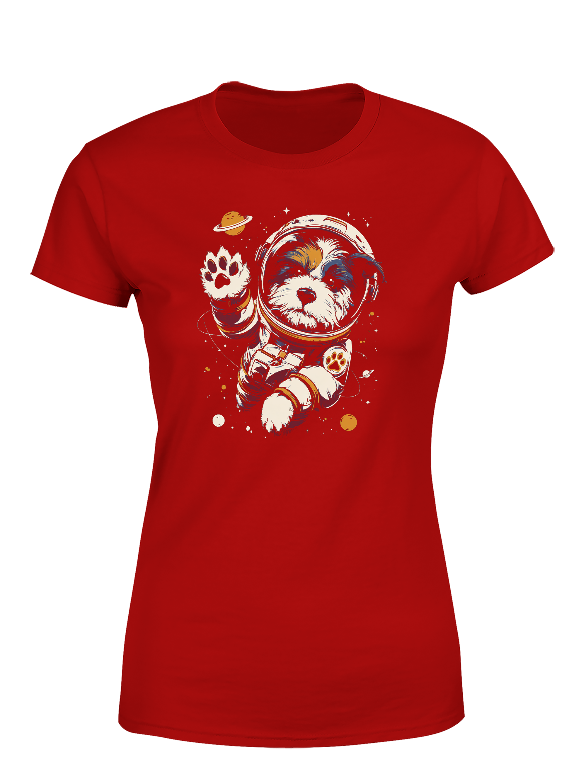Damen T-Shirt Astronaut Hund im Weltall | Süßes Space Hunde Shirt für Hundeliebhaber