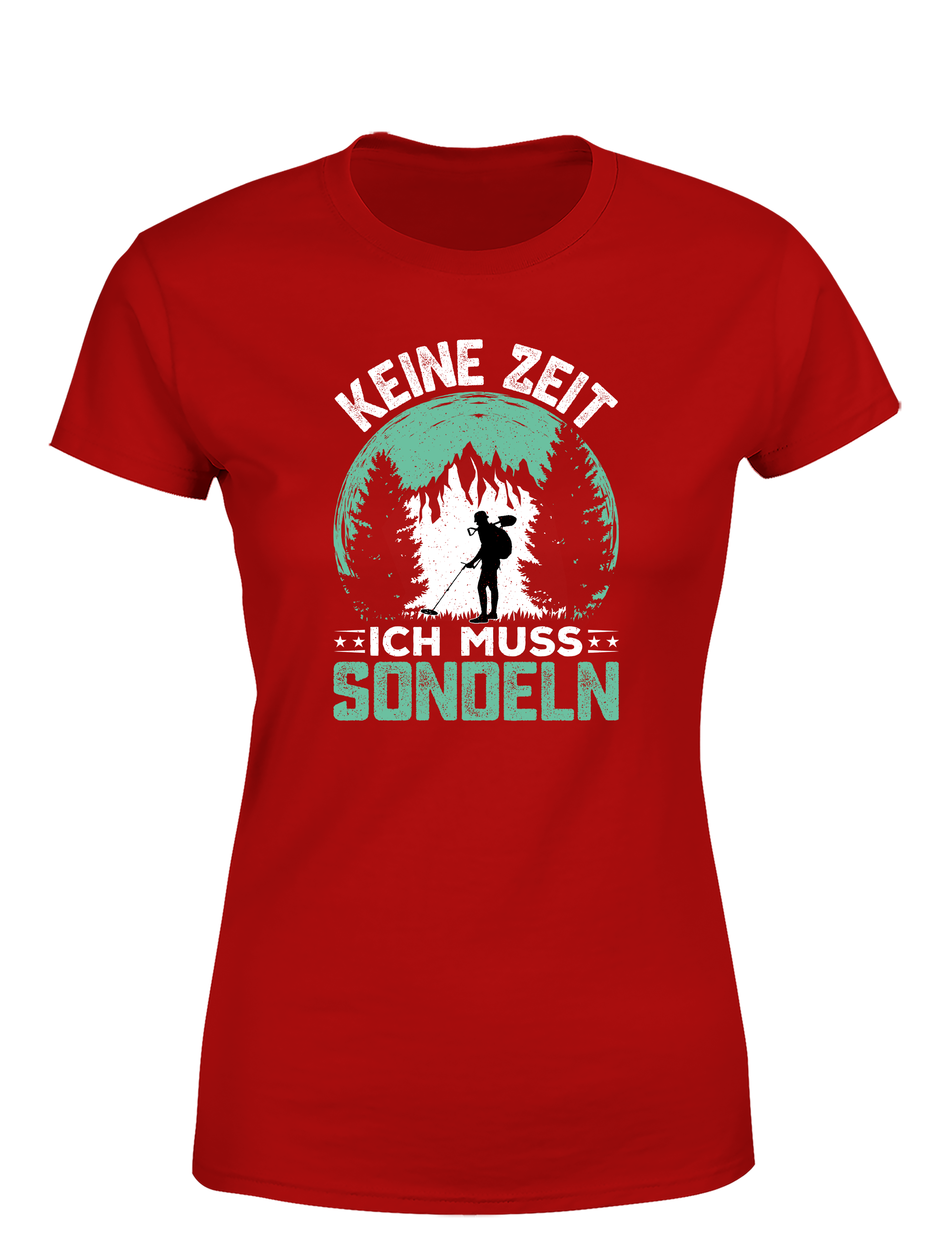 Kein Zeit, ich muss sondeln – Damen T-Shirt im Retro Stil | Lustiges Shirt für Schatzsucherinnen, Freizeit & Geschenkidee